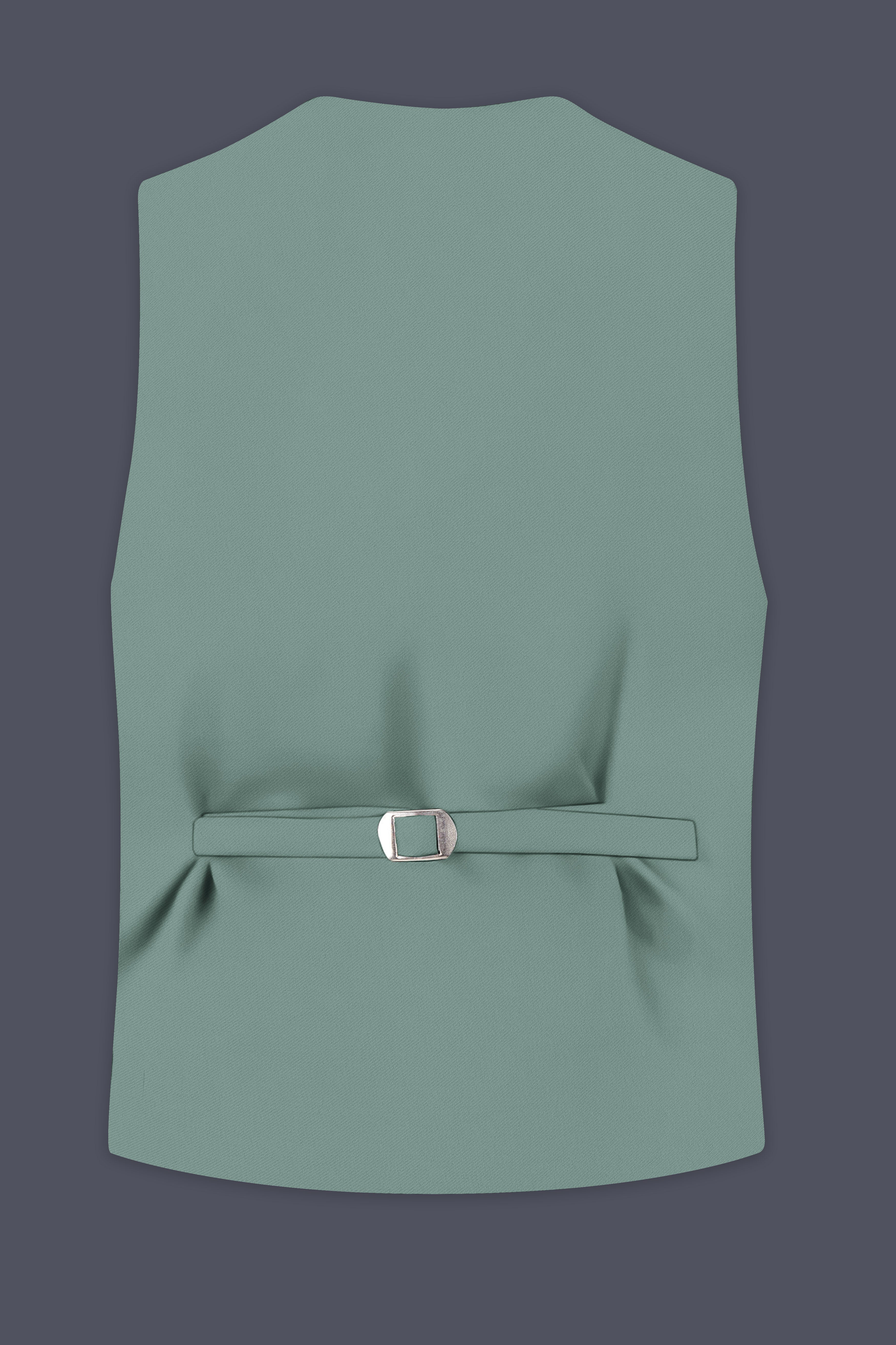 Verde-Korean Spanish Green 4-Way Stretch Wrinkle-Free Fluid Drape Fabric Waistcoat