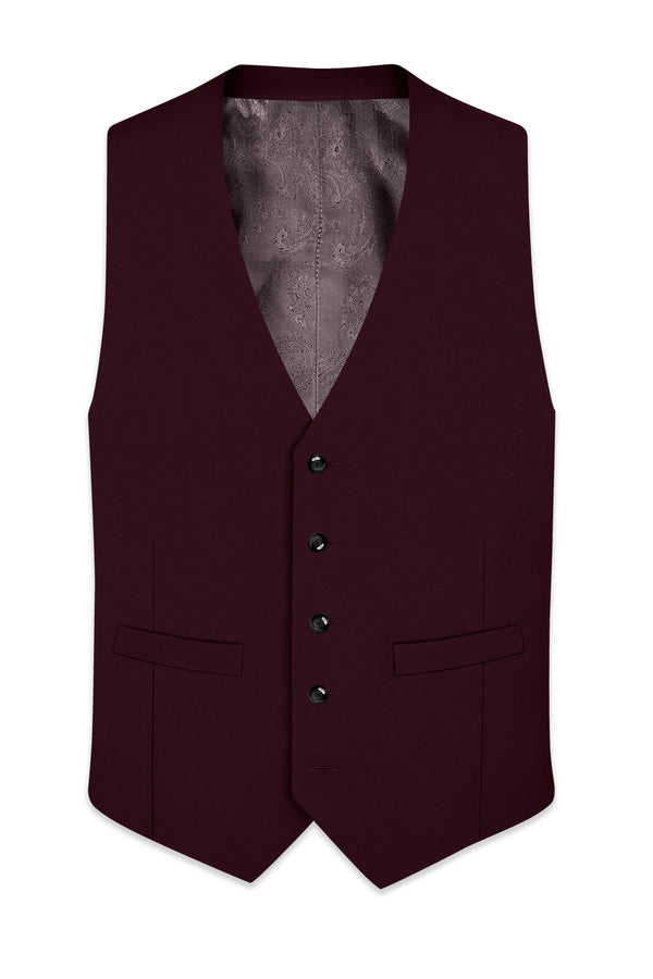 Veltrix-Korean Aubergine Maroon 4-Way Stretch Wrinkle-Free Fluid Drape Fabric Waistcoat