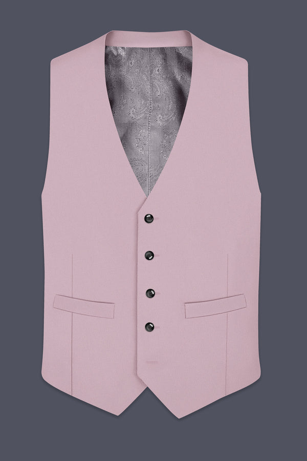 Allure-Korean Blossom Pink 4-Way Stretch Wrinkle-Free Fluid Drape Fabric Waistcoat