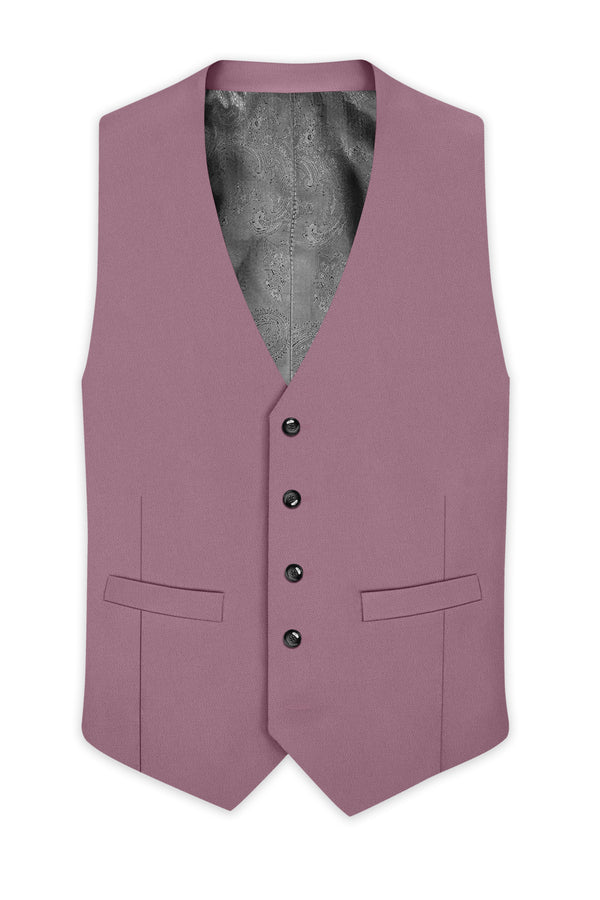 Rouge-Korean Opium Pink 4-Way Stretch Wrinkle-Free Wool Rich Waistcoat