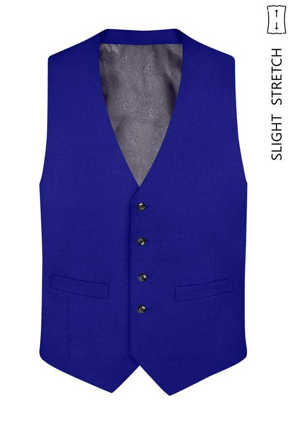 Stratos-Cobalt Blue Wool Rich Slight Stretch Waistcoat