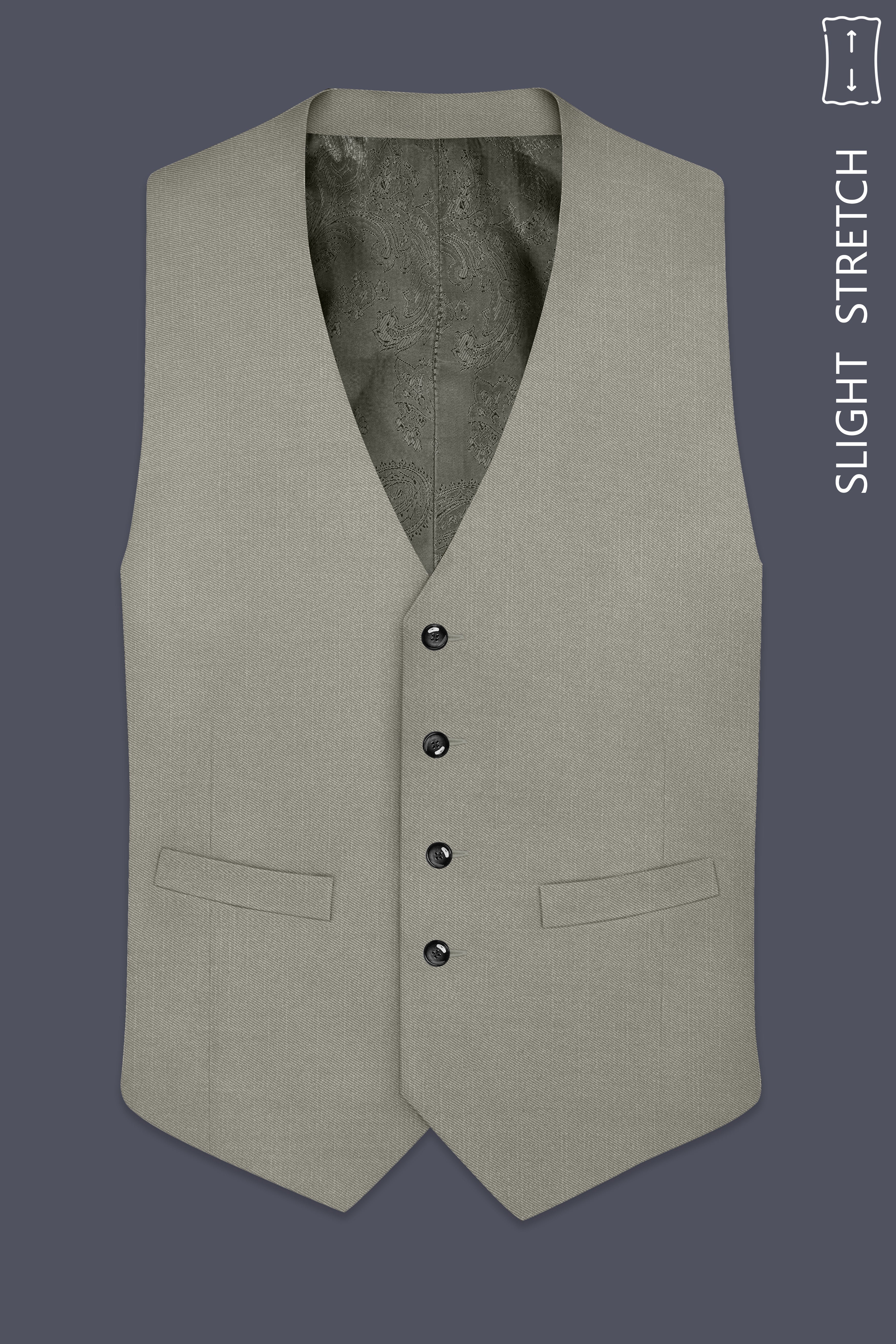 Viridian-Bandicoot Green Wool Rich Slight Stretch Waistcoat