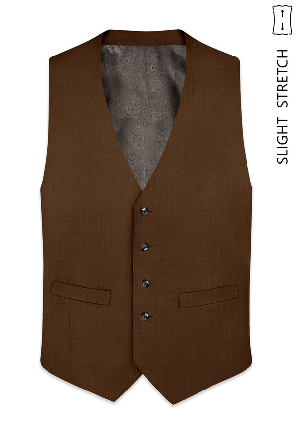Havron-Derby Brown Wool Rich Slight Stretch Waistcoat