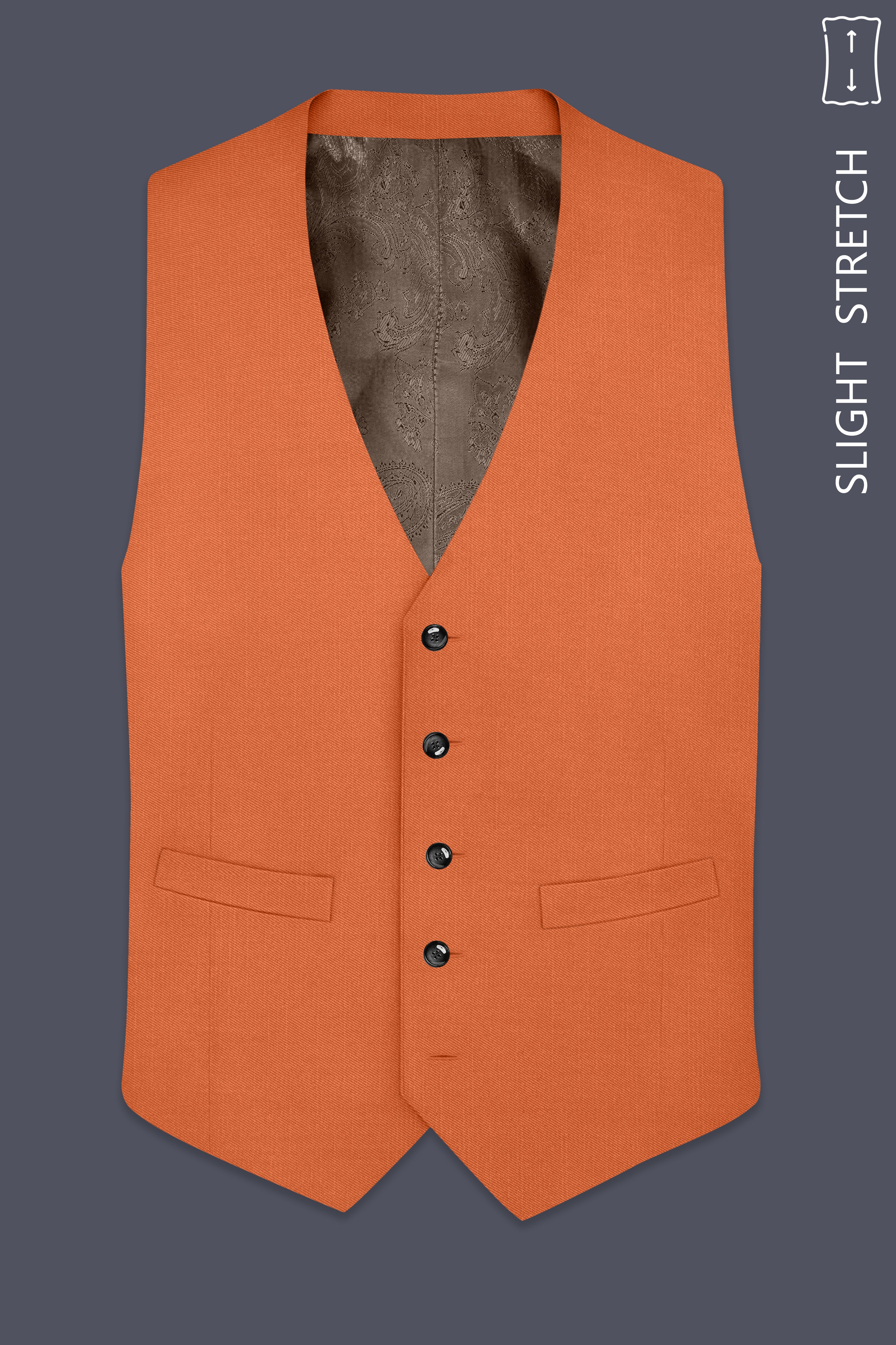 Prestige-Tuscany Orange Wool Rich Slight Stretch Waistcoat