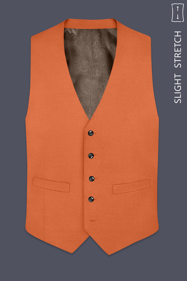 Prestige-Tuscany Orange Wool Rich Slight Stretch Waistcoat