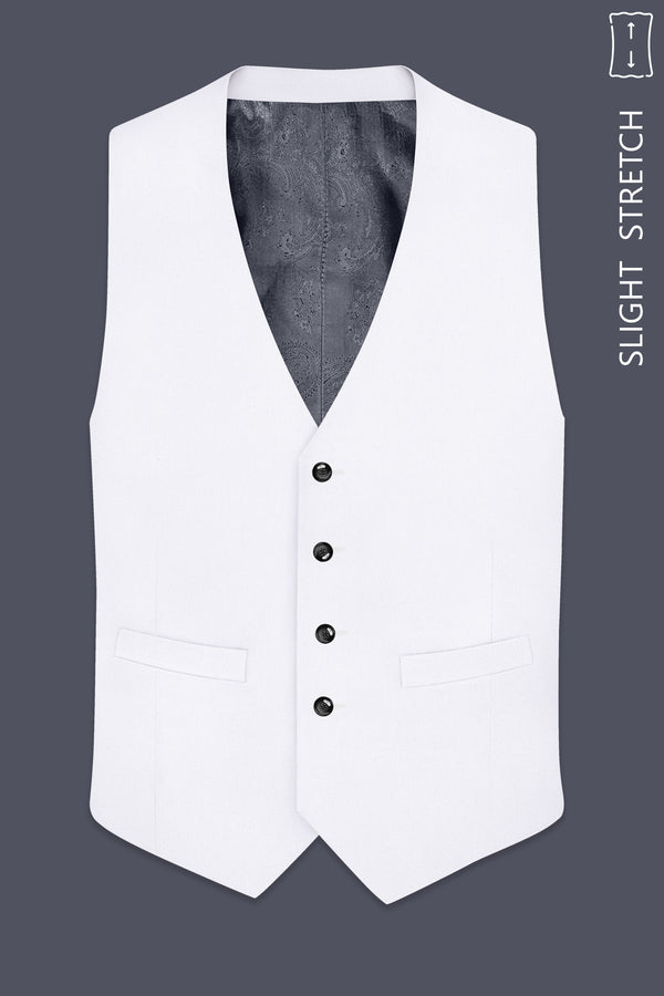 Aurello-Bright White Slight Stretch Subtle Sheen Poly-Viscose Waistcoat