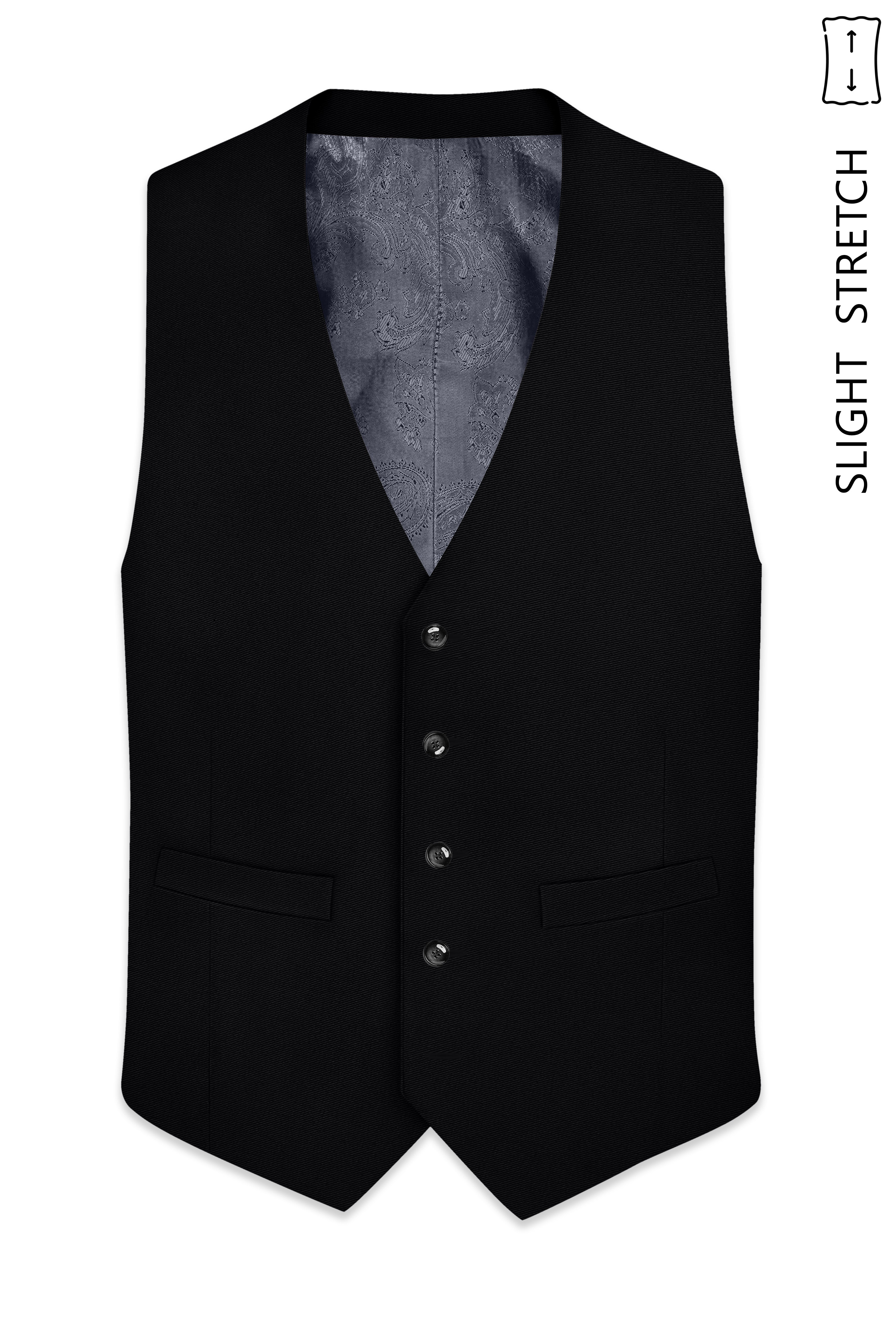 Obsidar-Jade Black Slight Stretch Subtle Sheen Poly-Viscose Waistcoat