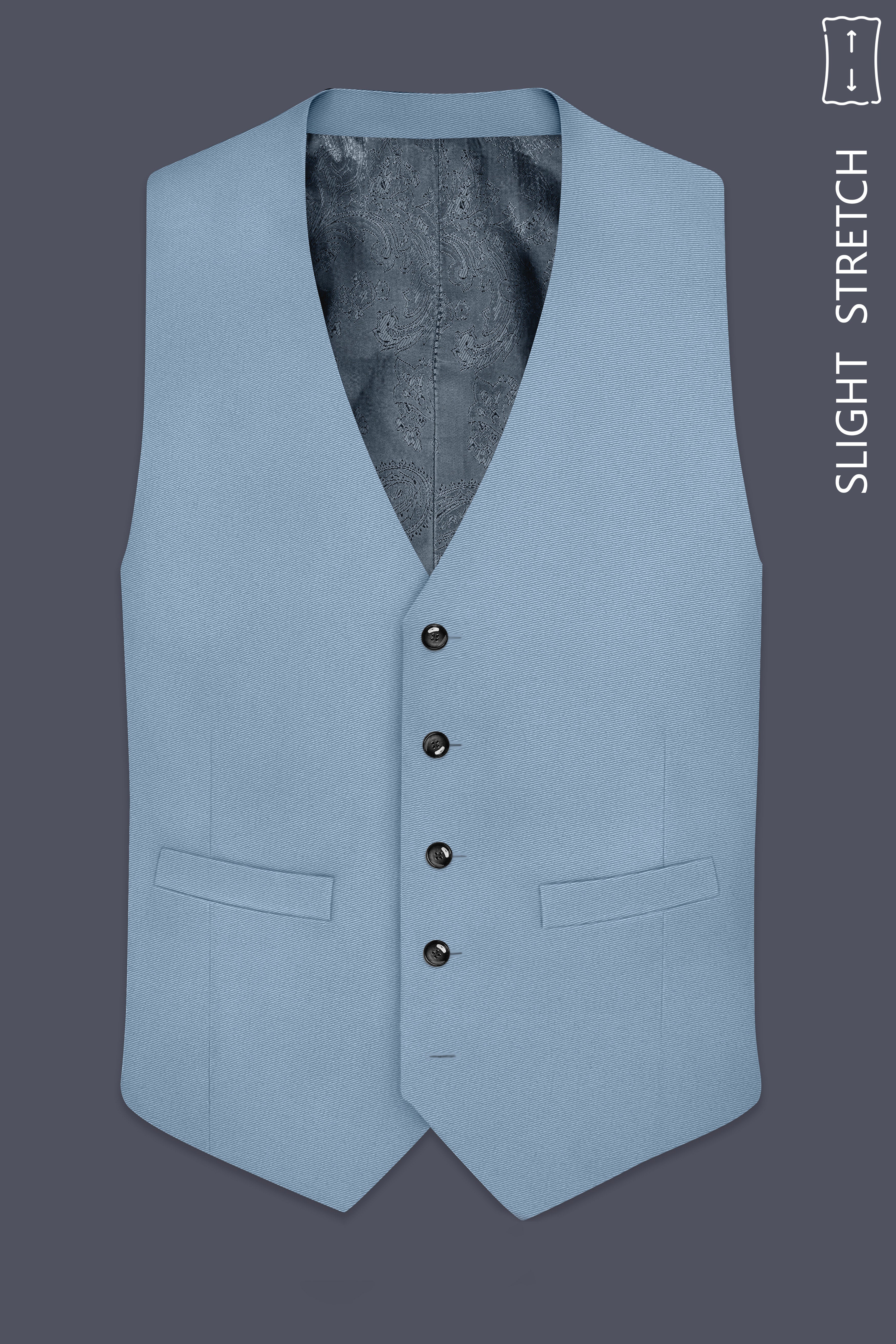 Velcian-Lynch Blue Slight Stretch Subtle Sheen Poly-Viscose Waistcoat