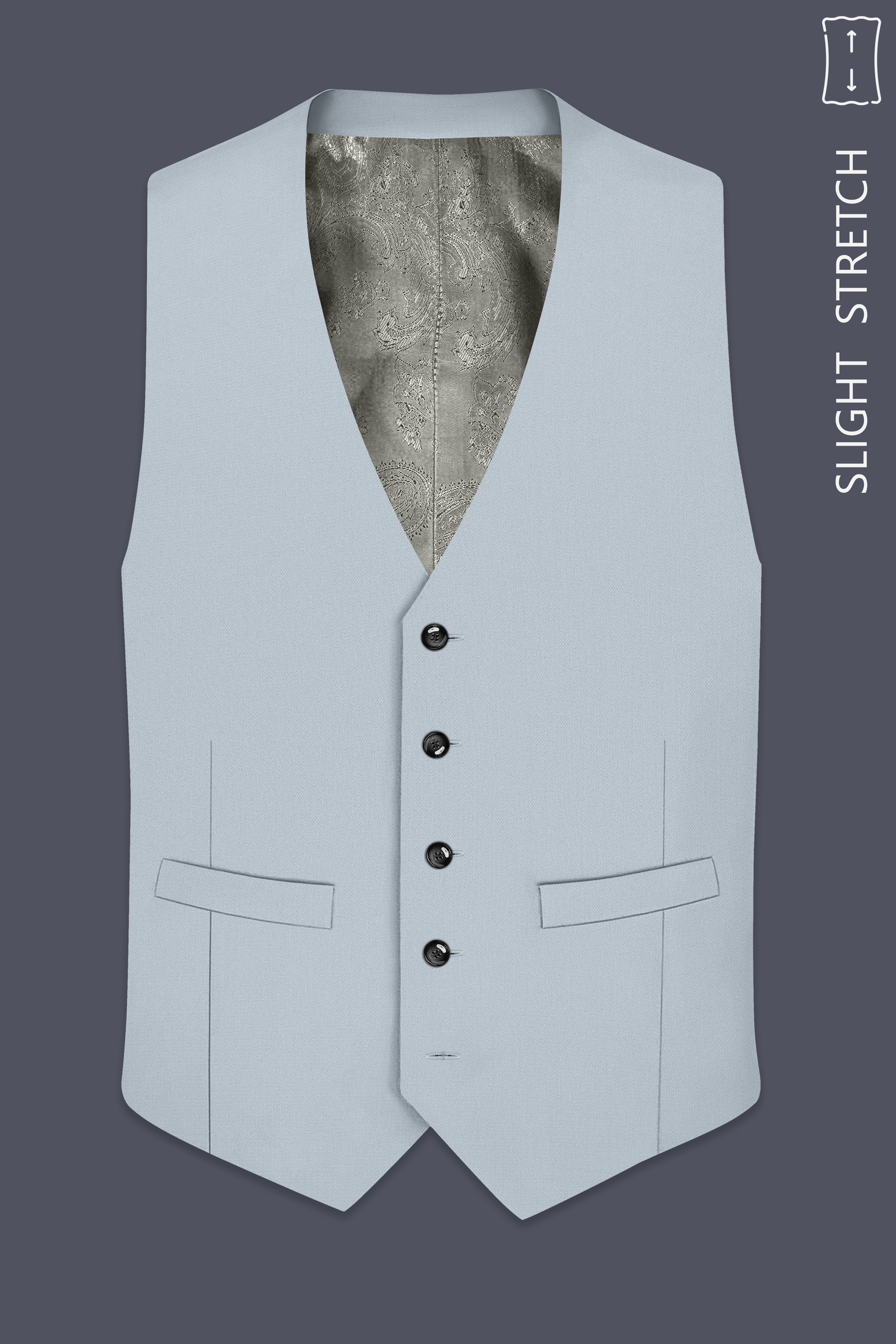 Prism-Chalice Gray Diamond Textured Wool Rich Slight Stretch Waistcoat