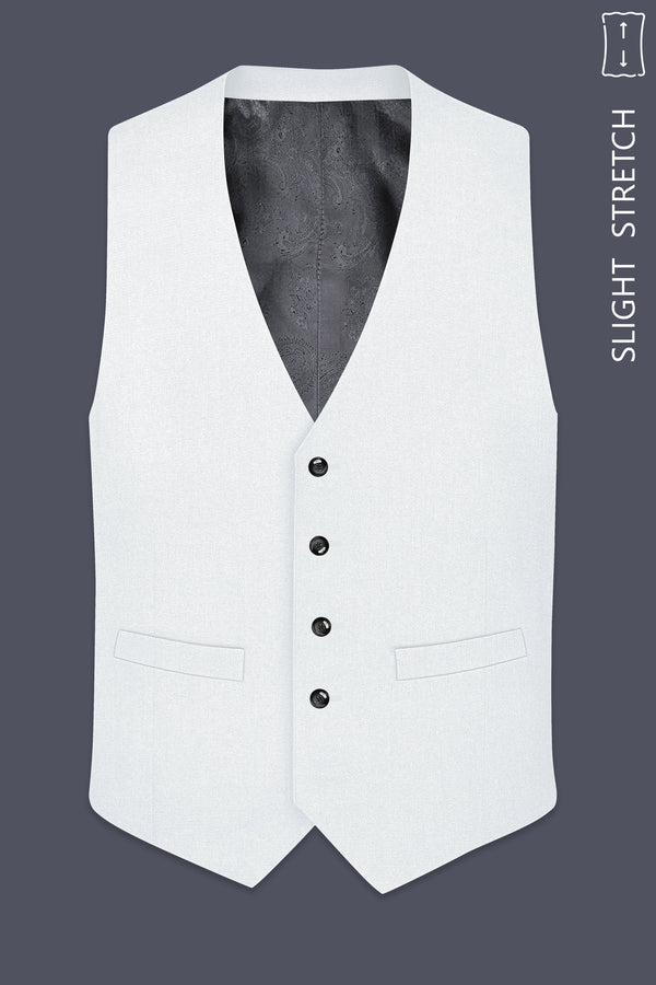 Sterling-Bright White Diamond Textured Wool Rich Slight Stretch Waistcoat