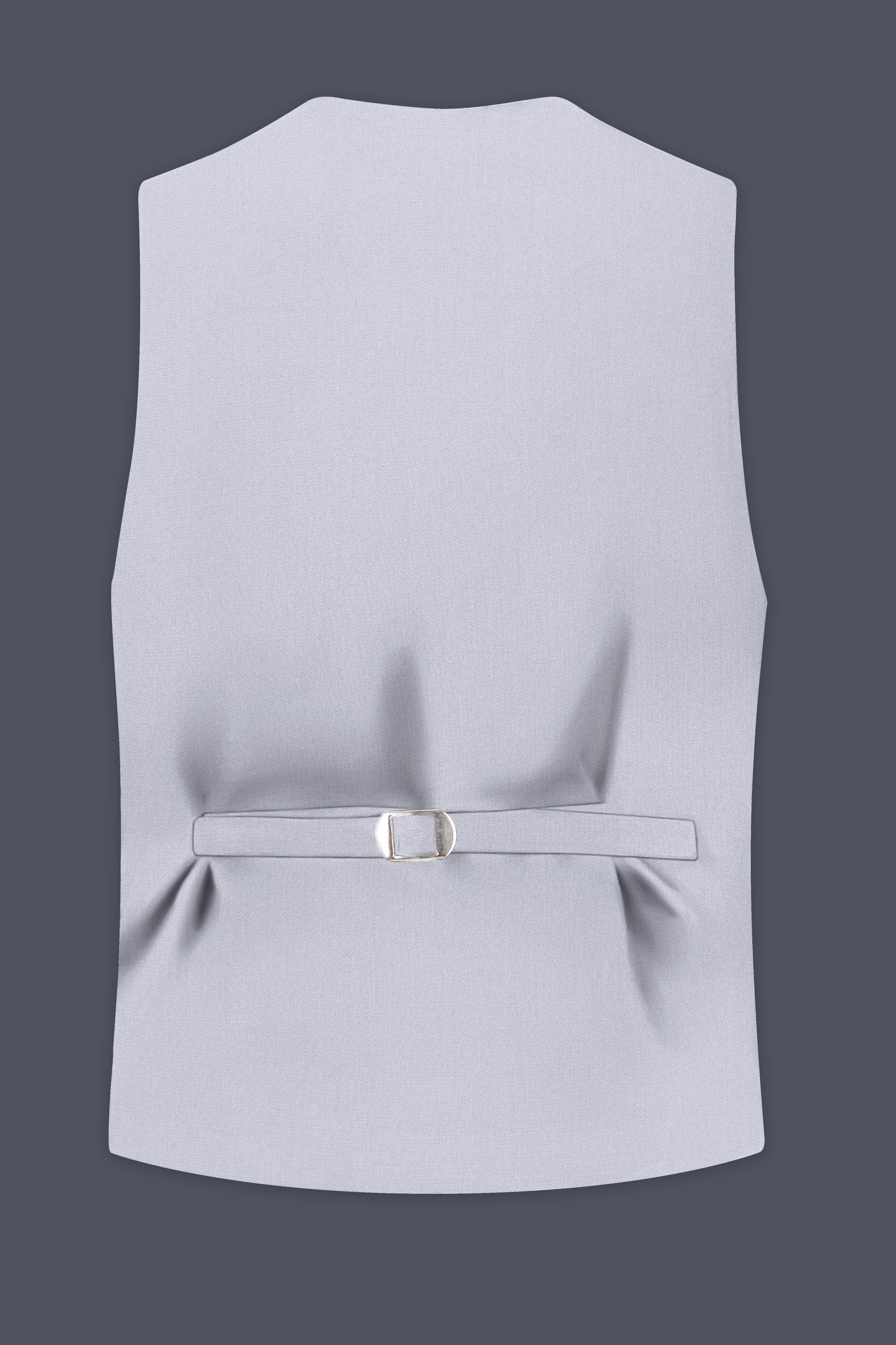Mist-Spun Pearl Gray Diamond Textured Wool Rich Slight Stretch Waistcoat