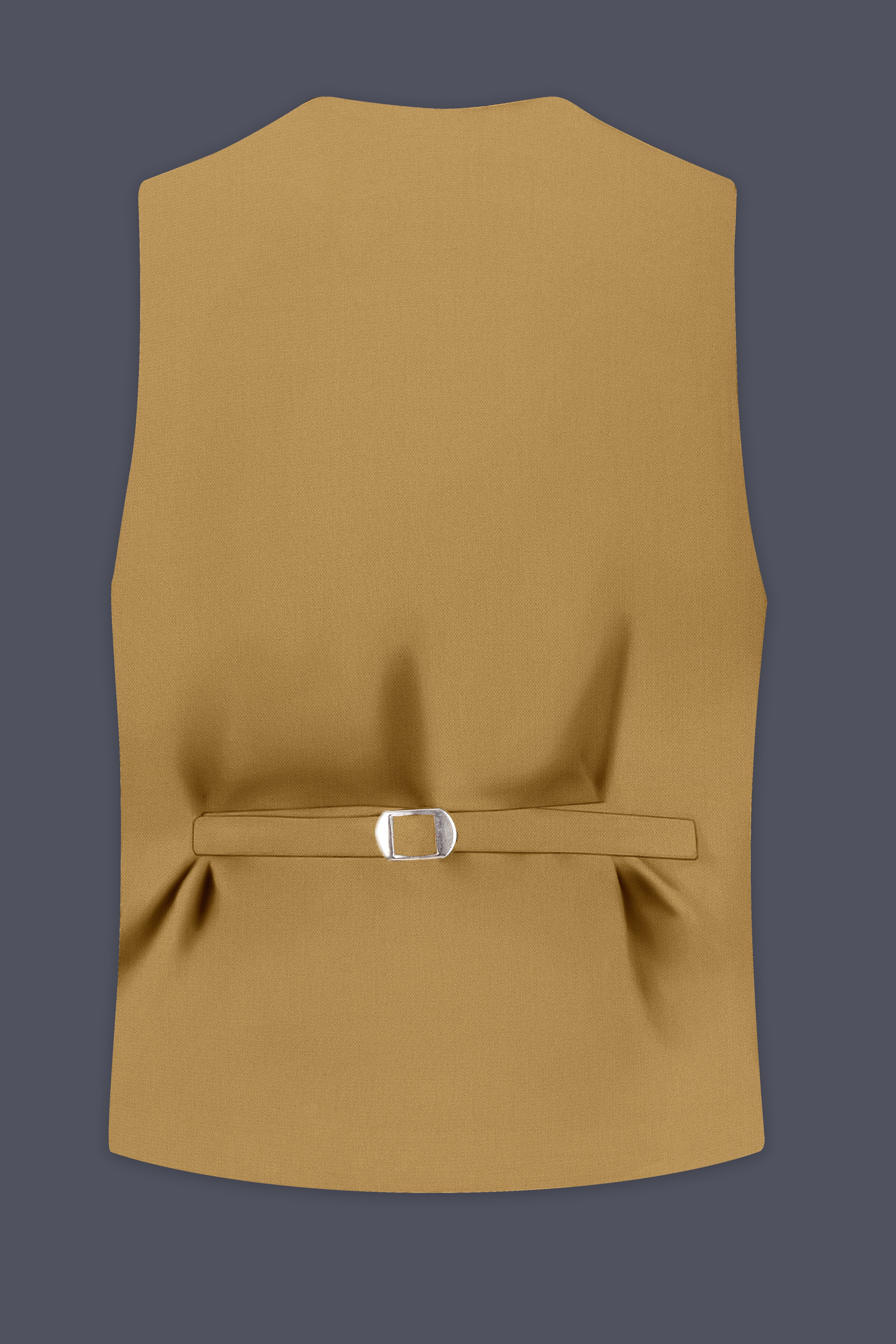 Sienna-Teak Brown Diamond Textured Wool Rich Slight Stretch Waistcoat