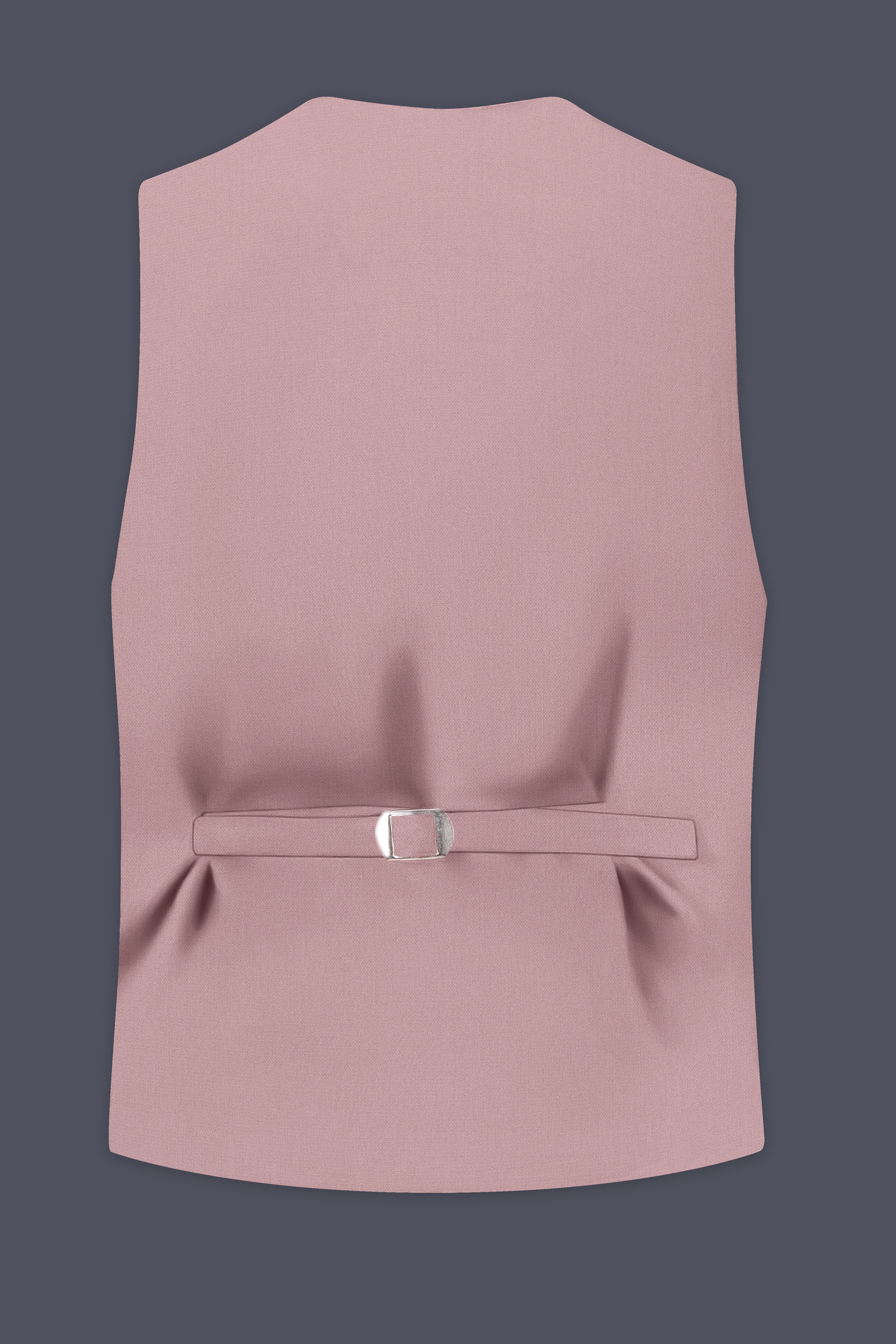 Aurore-Brandy Rose Pink Diamond Textured Wool Rich Slight Stretch Waistcoat