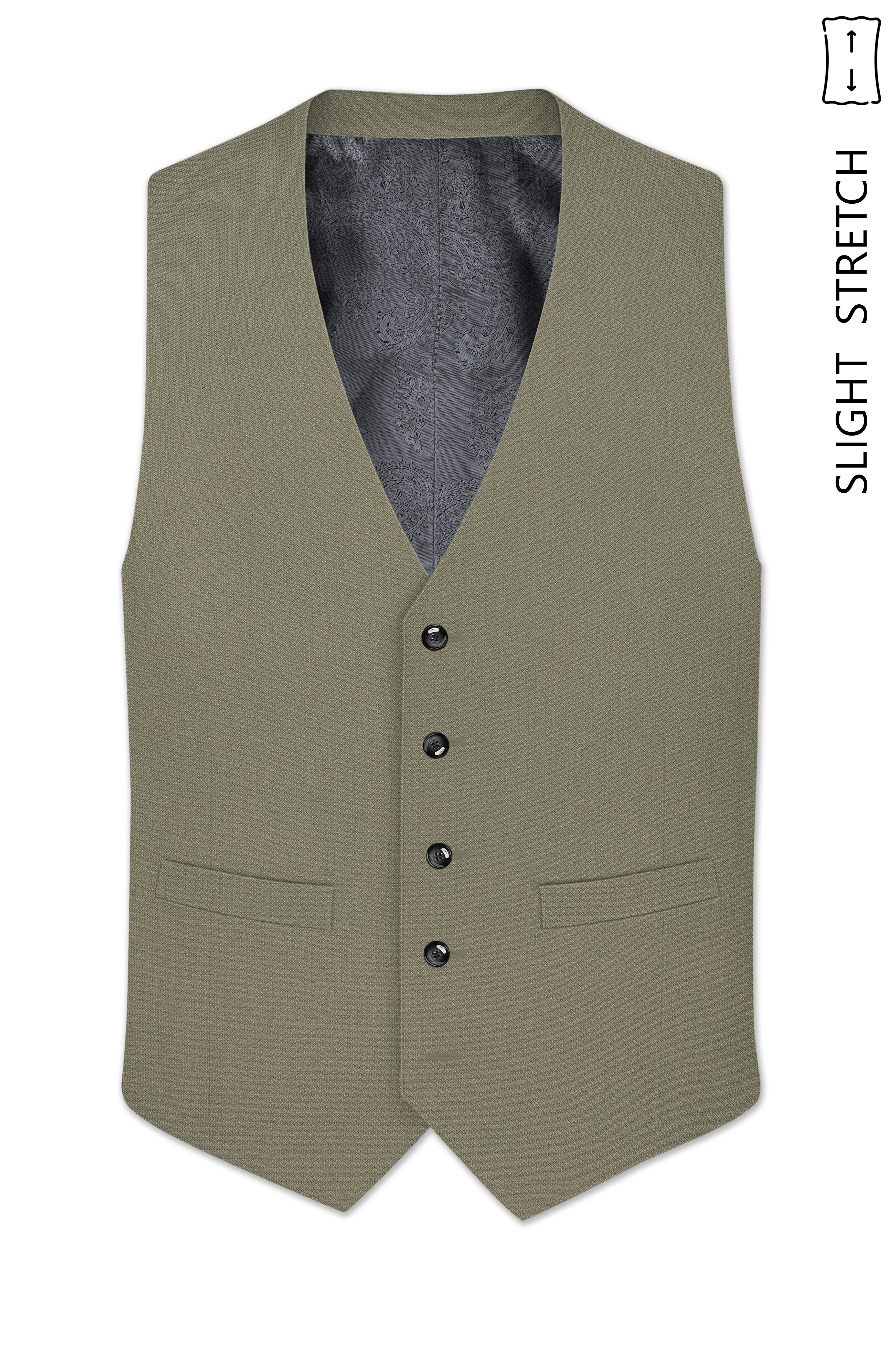 Verdo-Pablo Green Diamond Textured Wool Rich Slight Stretch Waistcoat