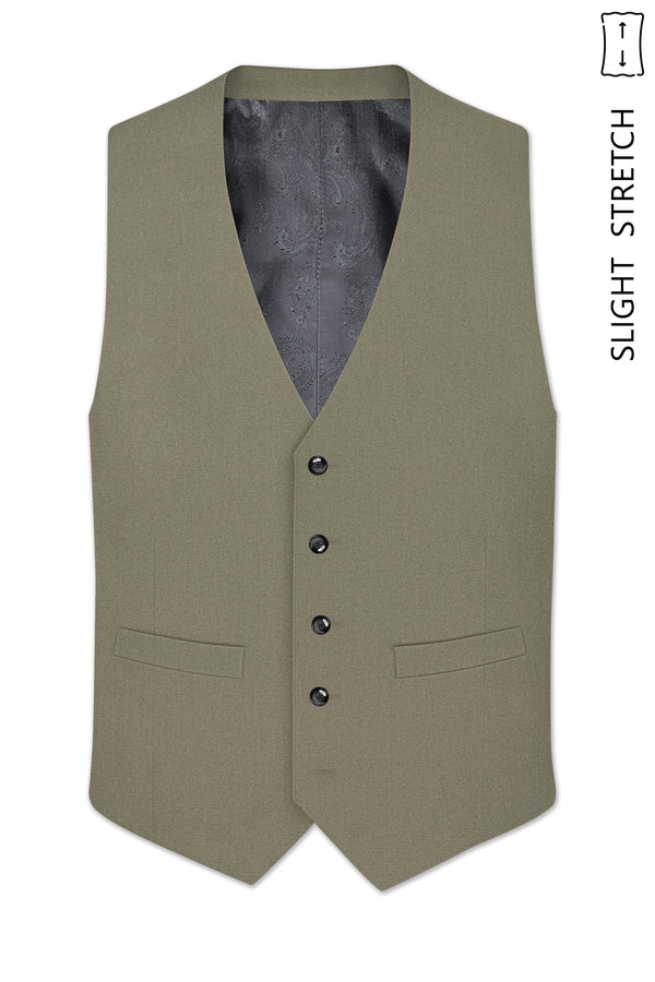 Verdo-Pablo Green Diamond Textured Wool Rich Slight Stretch Waistcoat