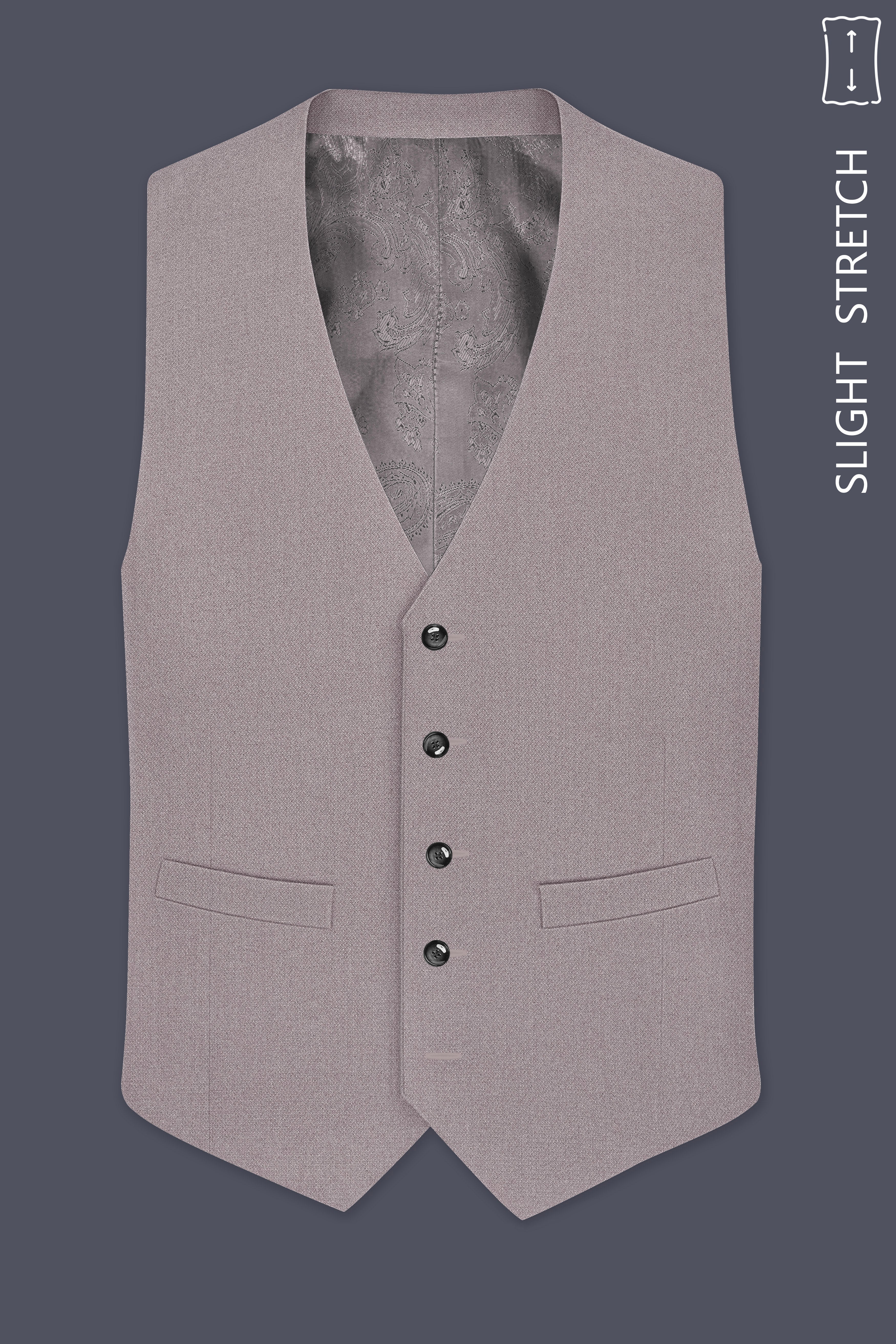 Helix-Fossil Gray Diamond Textured Wool Rich Slight Stretch Waistcoat