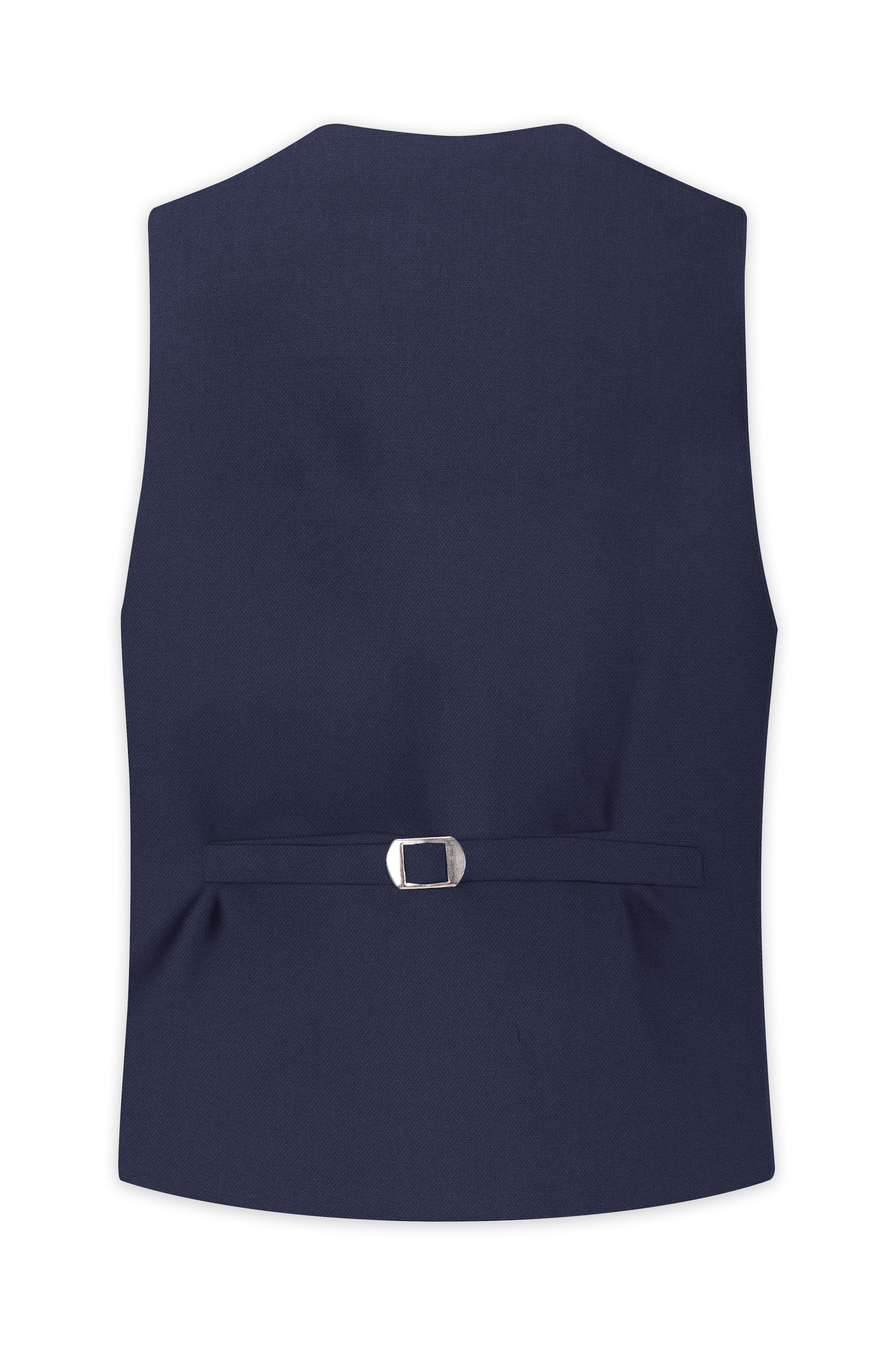 Noctis-Cinder Blue Diamond Textured Wool Rich Slight Stretch Waistcoat