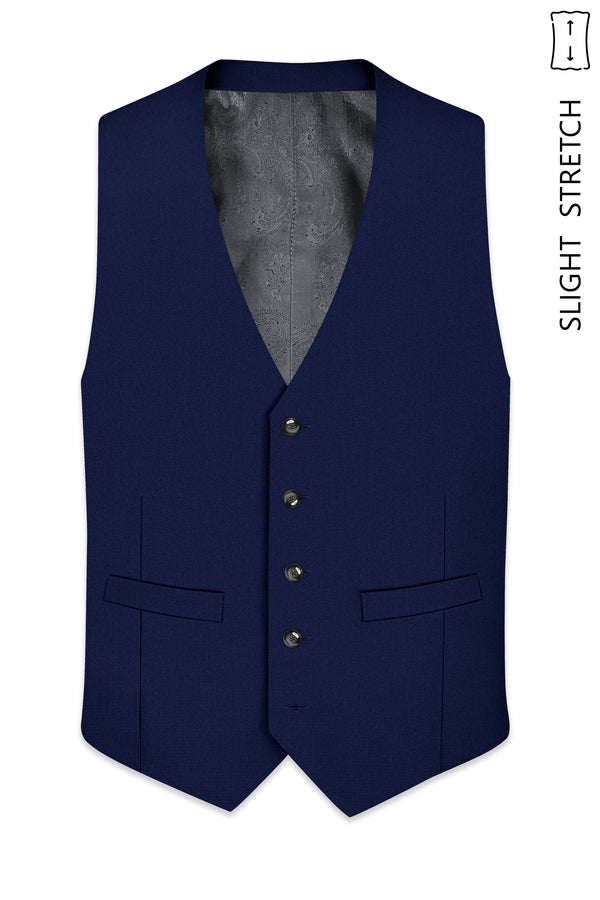 Orion-Vulcan Blue Diamond Textured Wool Rich Slight Stretch Waistcoat