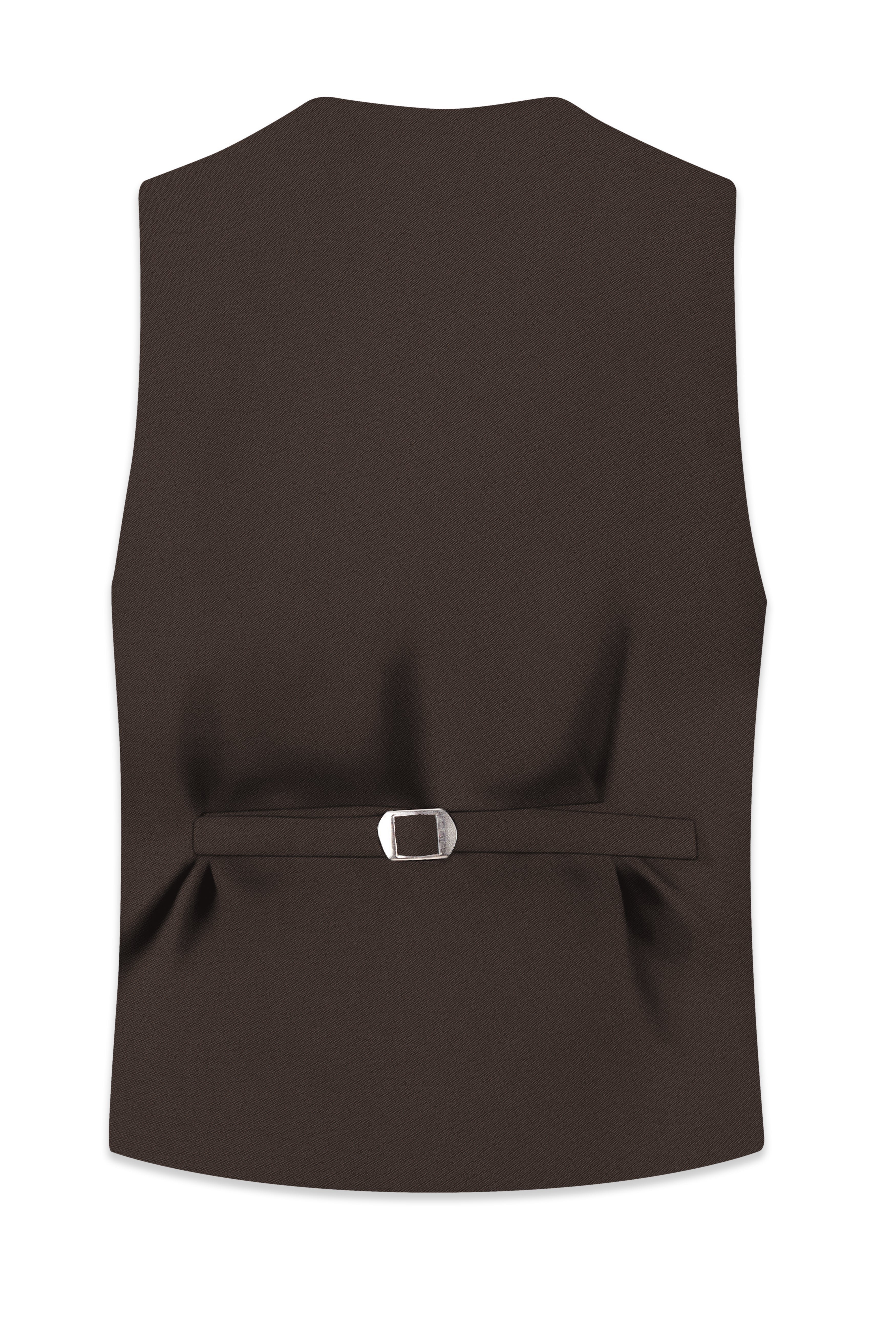 Serein-Korean Taupe Brown 4-Way Stretch Wrinkle-Free Wool Rich Waistcoat