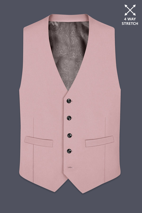 Solenne-Korean Pharlap Peach 4-Way Stretch Wrinkle-Free Fluid Drape Fabric Waistcoat