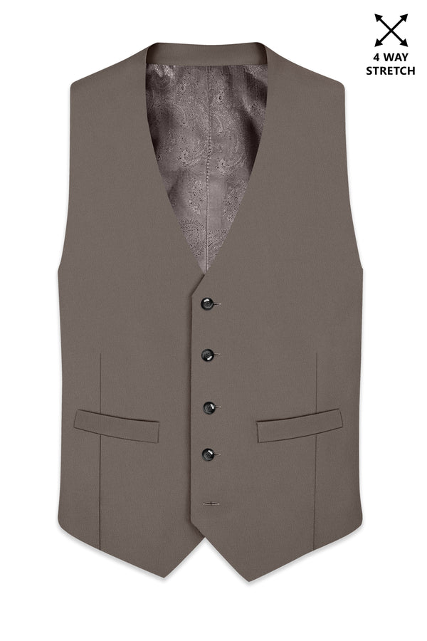 Monarch-Korean Flint Brown 4-Way Stretch Wrinkle-Free Wool Rich Waistcoat