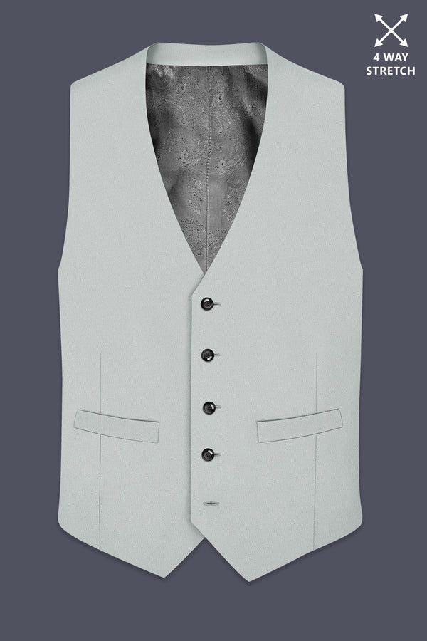 Prestige-Korean Mercury Green 4-Way Stretch Wrinkle-Free Fluid Drape Fabric Waistcoat