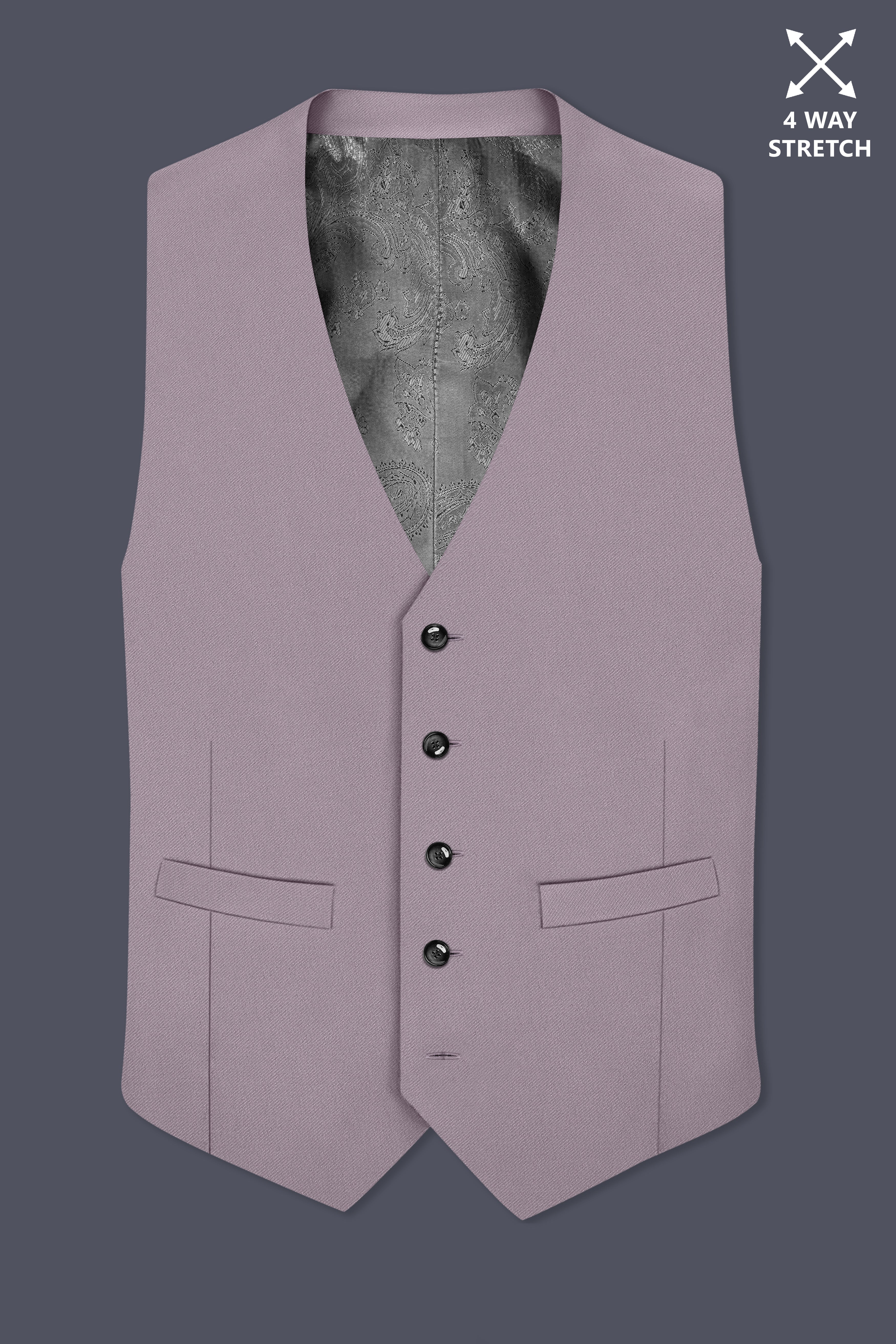 Roselle-Korean Bouquet Pink 4-Way Stretch Wrinkle-Free Wool Rich Waistcoat