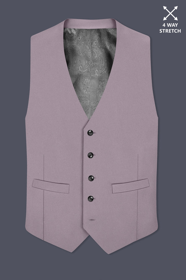 Roselle-Korean Bouquet Pink 4-Way Stretch Wrinkle-Free Wool Rich Waistcoat