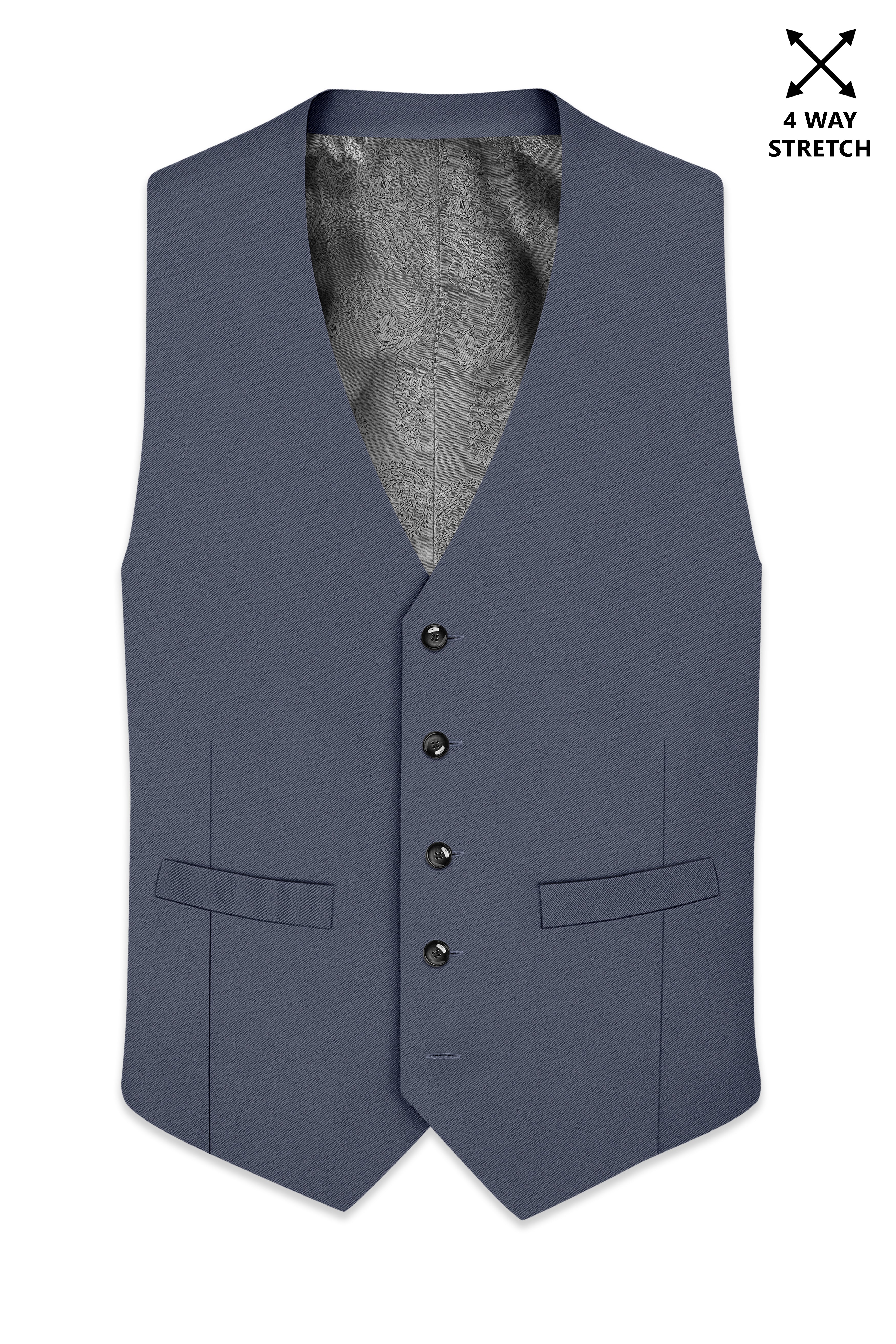 Monarch-Korean Dolphin Gray 4-Way Stretch Wrinkle-Free Wool Rich Waistcoat