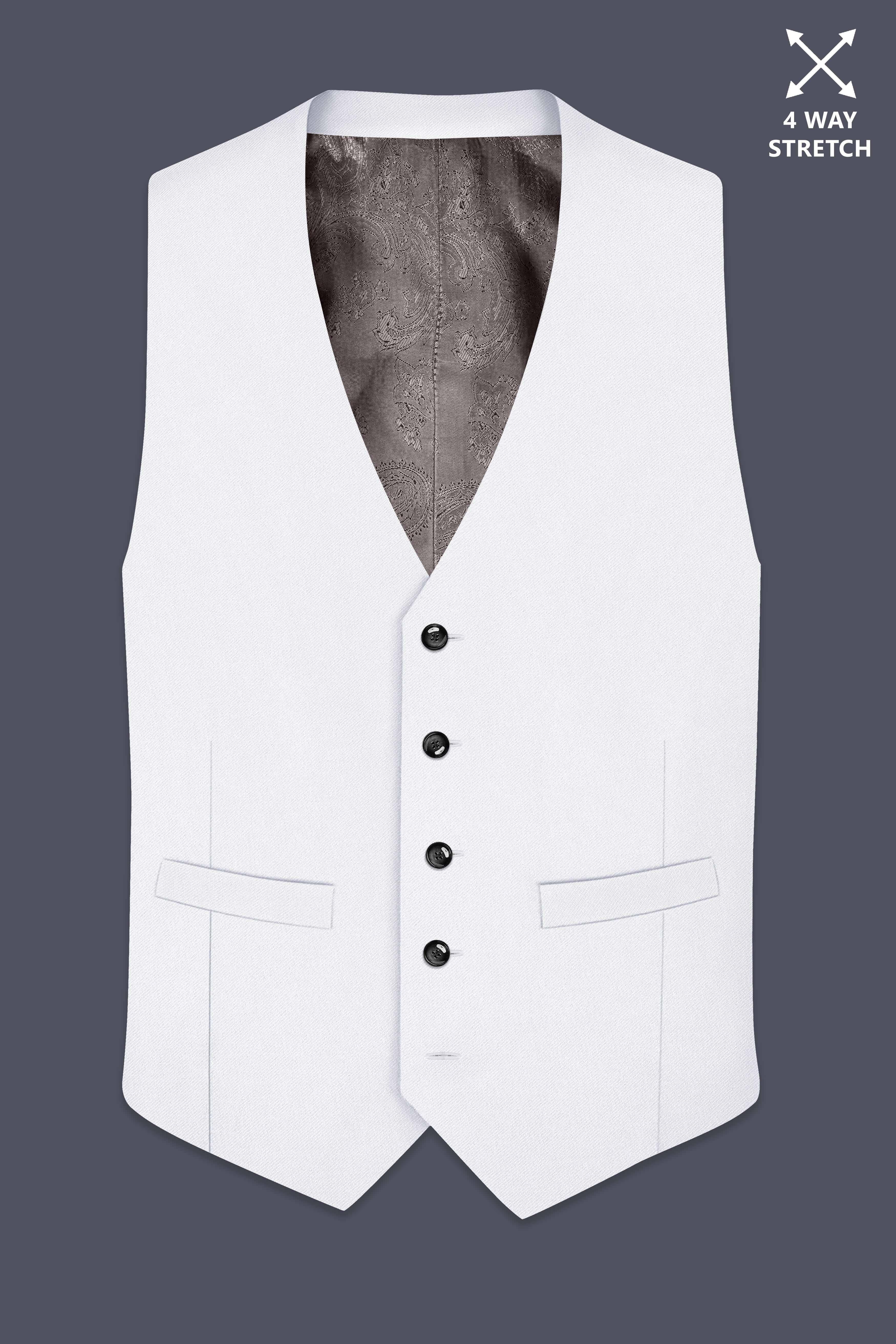 Lumier-Korean Bright White 4-Way Stretch Wrinkle-Free Wool Rich Waistcoat