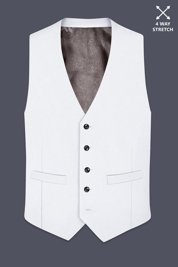 Lumier-Korean Bright White 4-Way Stretch Wrinkle-Free Wool Rich Waistcoat
