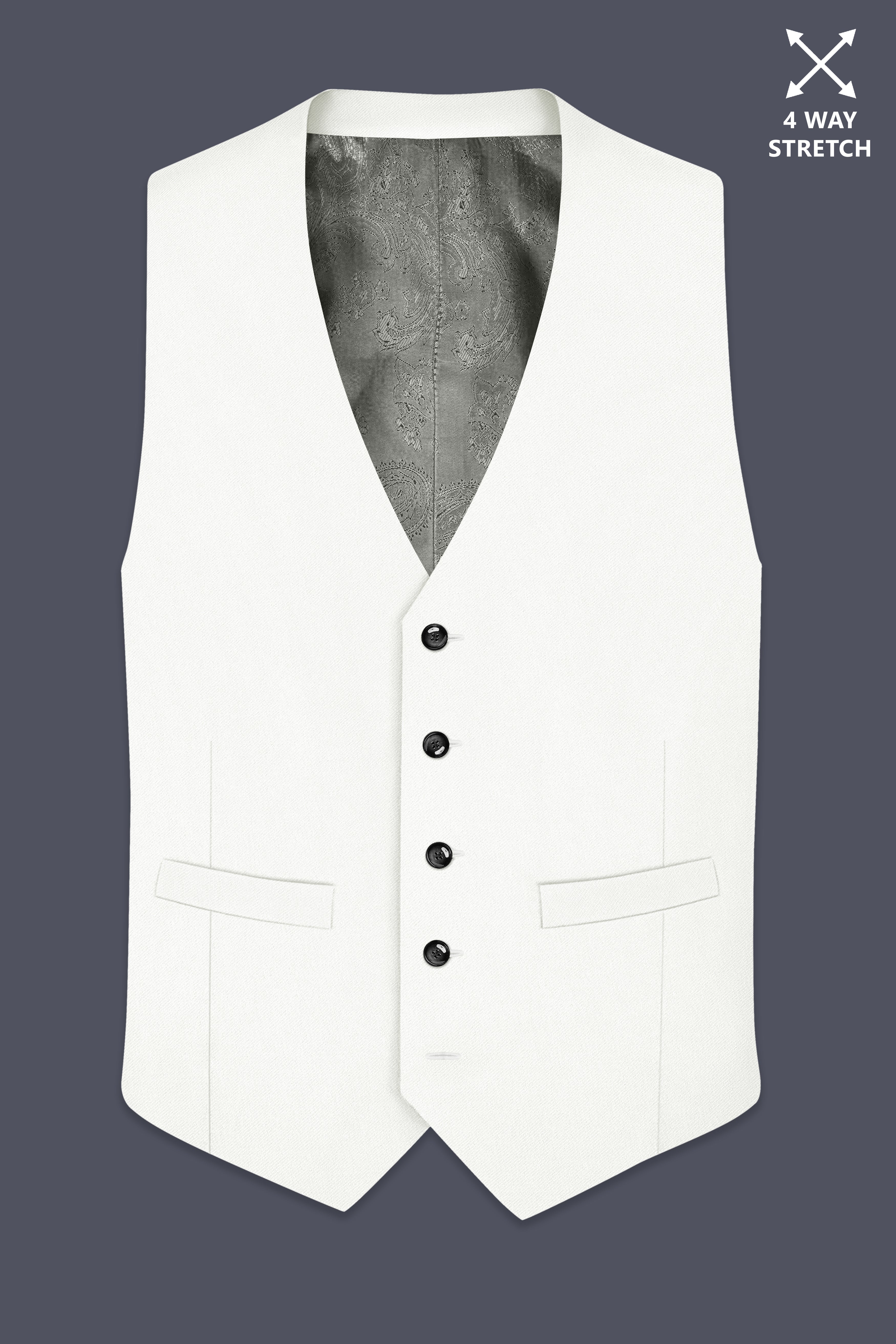 Celio-Korean Off White 4-Way Stretch Wrinkle-Free Wool Rich Waistcoat