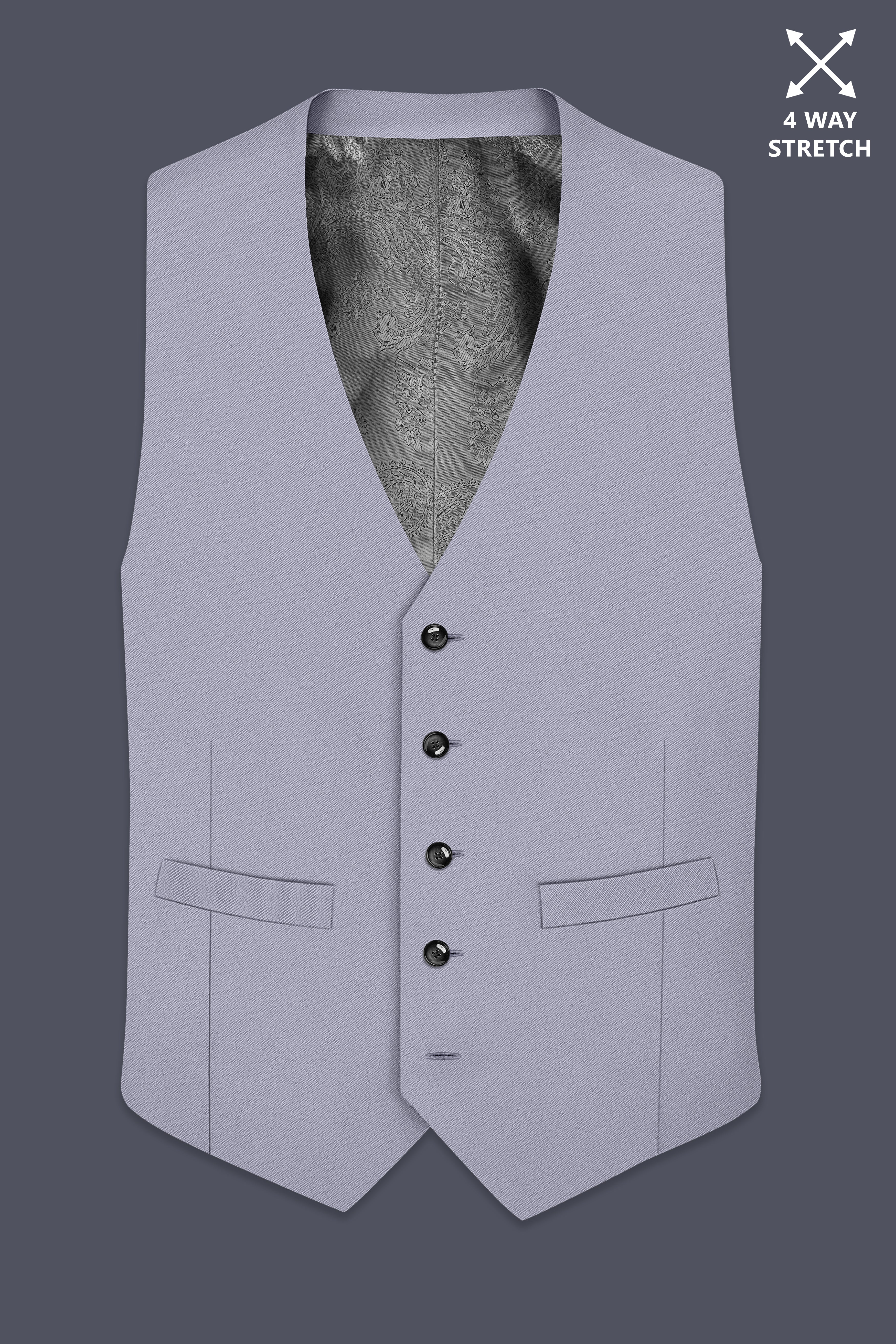 Graphite-Korean Topaz Gray 4-Way Stretch Wrinkle-Free Wool Rich Waistcoat