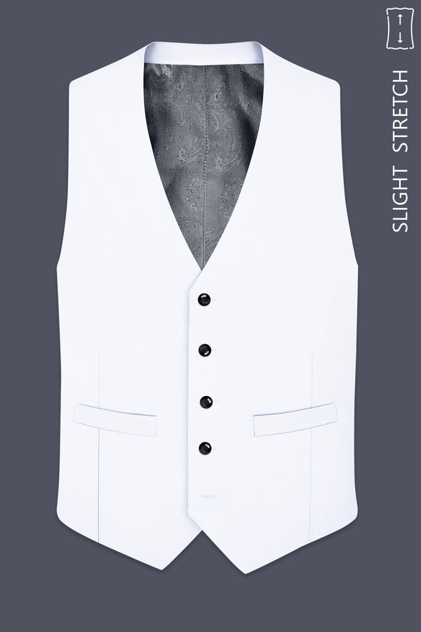 Ivory-Bright White Wool Rich Slight Stretch Waistcoat