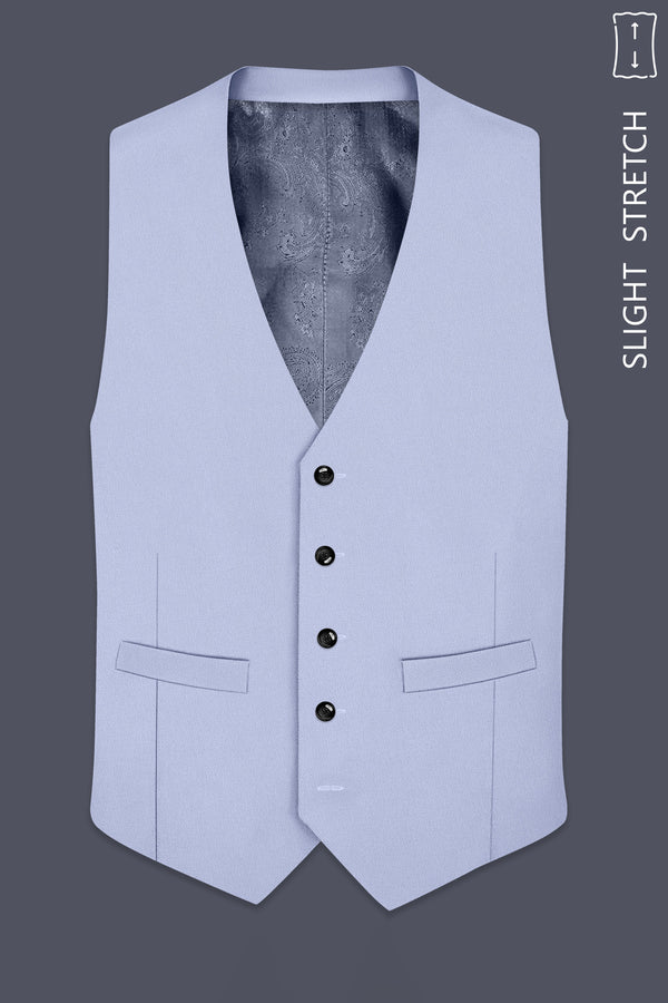 Azure-Periwinkle Blue Wool Rich Slight Stretch Waistcoat