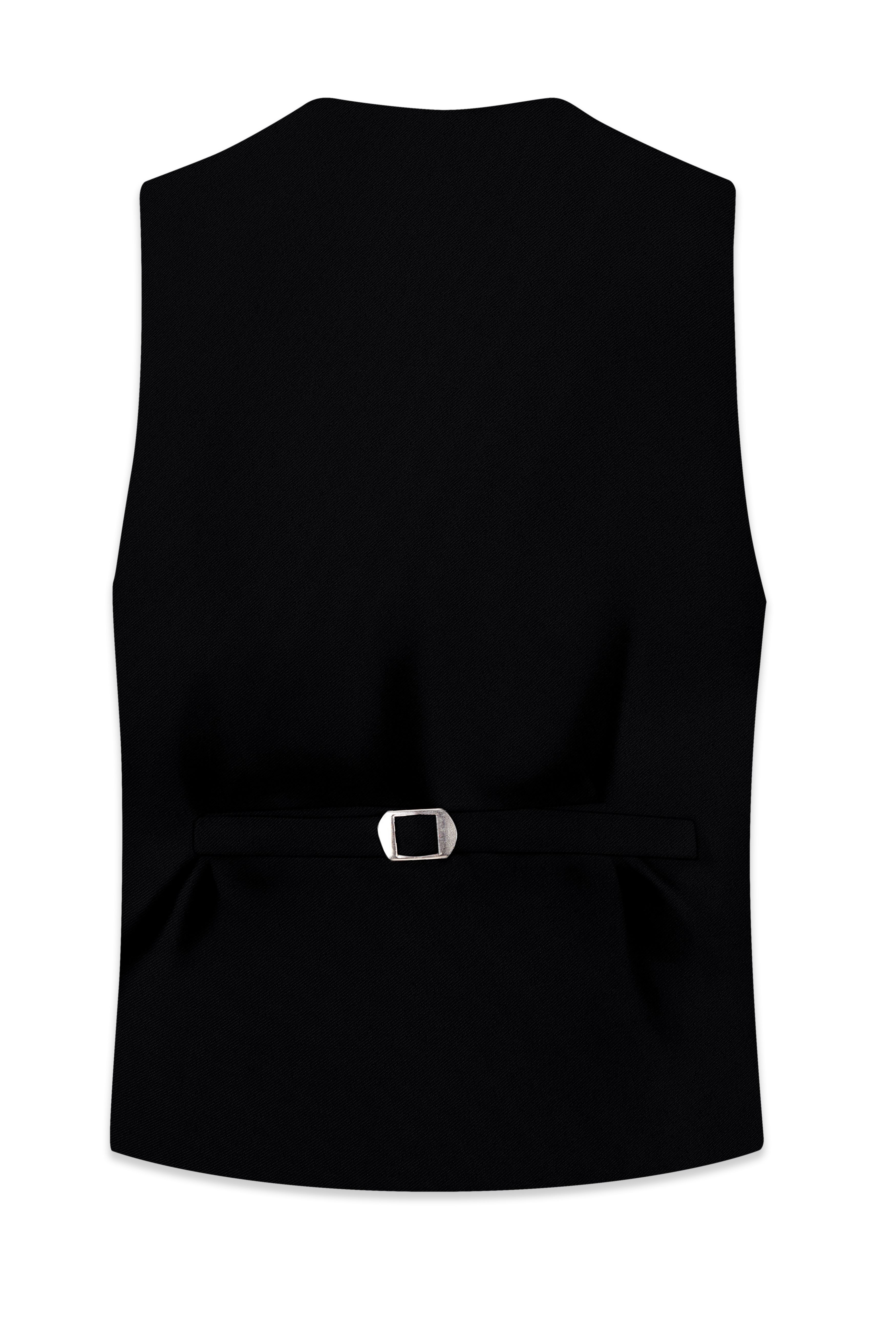 Noir-Jade Black Wool Rich Slight Stretch Waistcoat