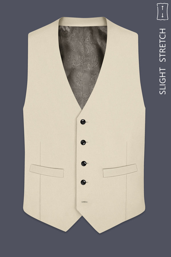 Ivora-Almond Cream Wool Rich Slight Stretch Waistcoat