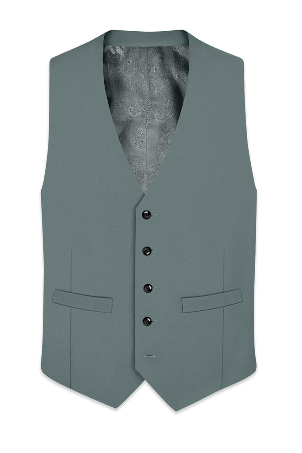 Verdant-Raven Green Wool Rich Slight Stretch Waistcoat