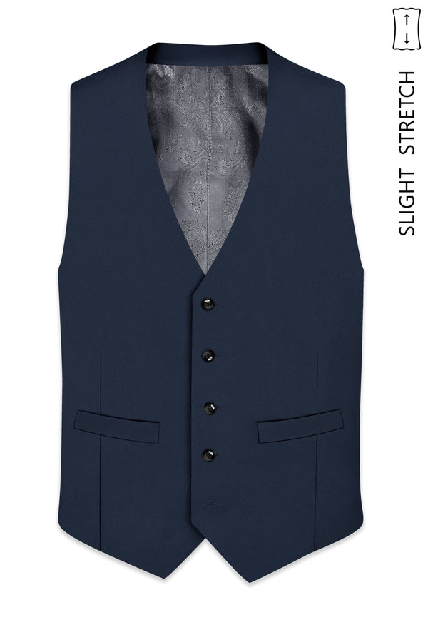 Nautis-Baltic Blue Wool Rich Slight Stretch Waistcoat