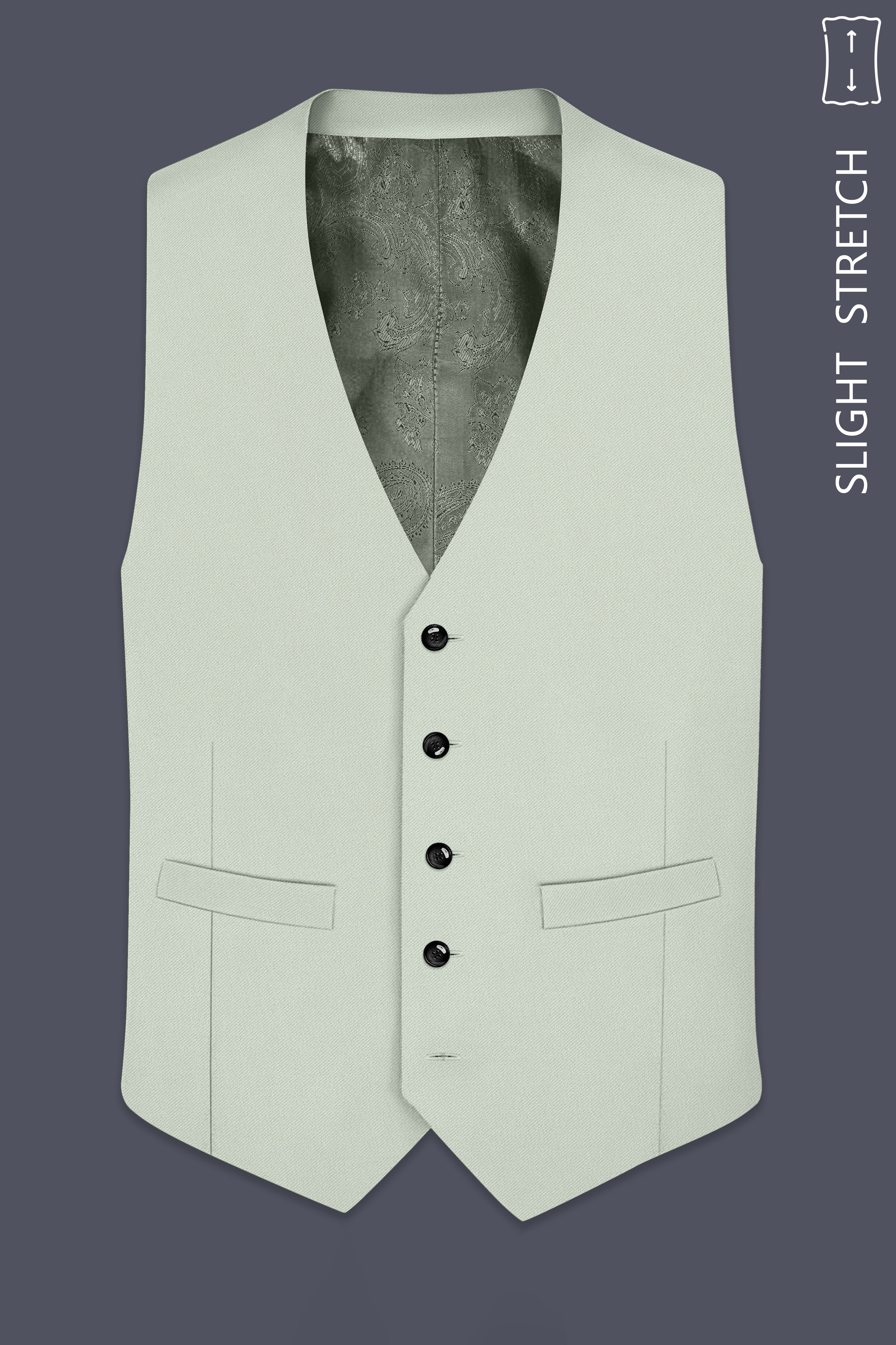 Ascend-Tasman Green Wool Rich Slight Stretch Waistcoat
