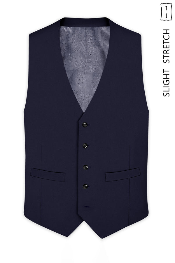Azure-Baltic Sea Blue Wool Rich Slight Stretch Waistcoat