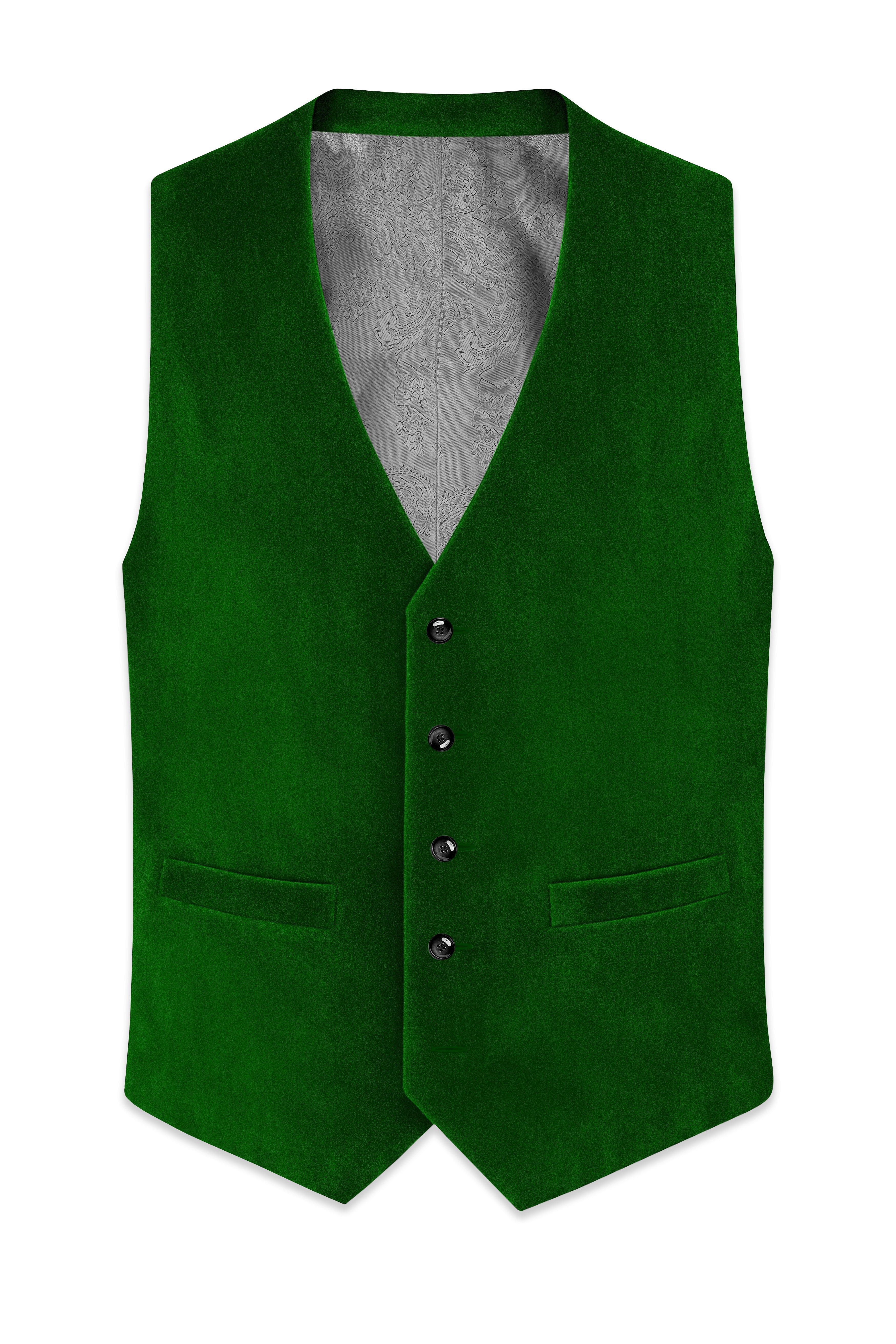 Viridian-Hunter Green Velvet Waistcoat