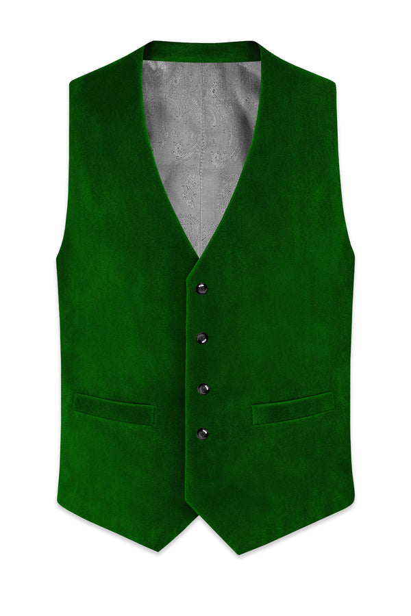Viridian-Hunter Green Velvet Waistcoat