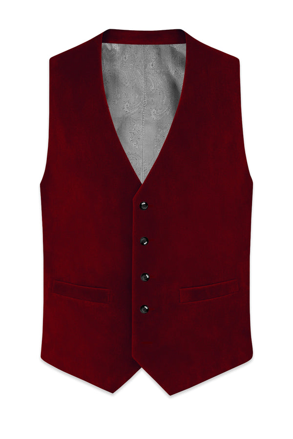 Crimsone-Temptress Red Velvet Waistcoat