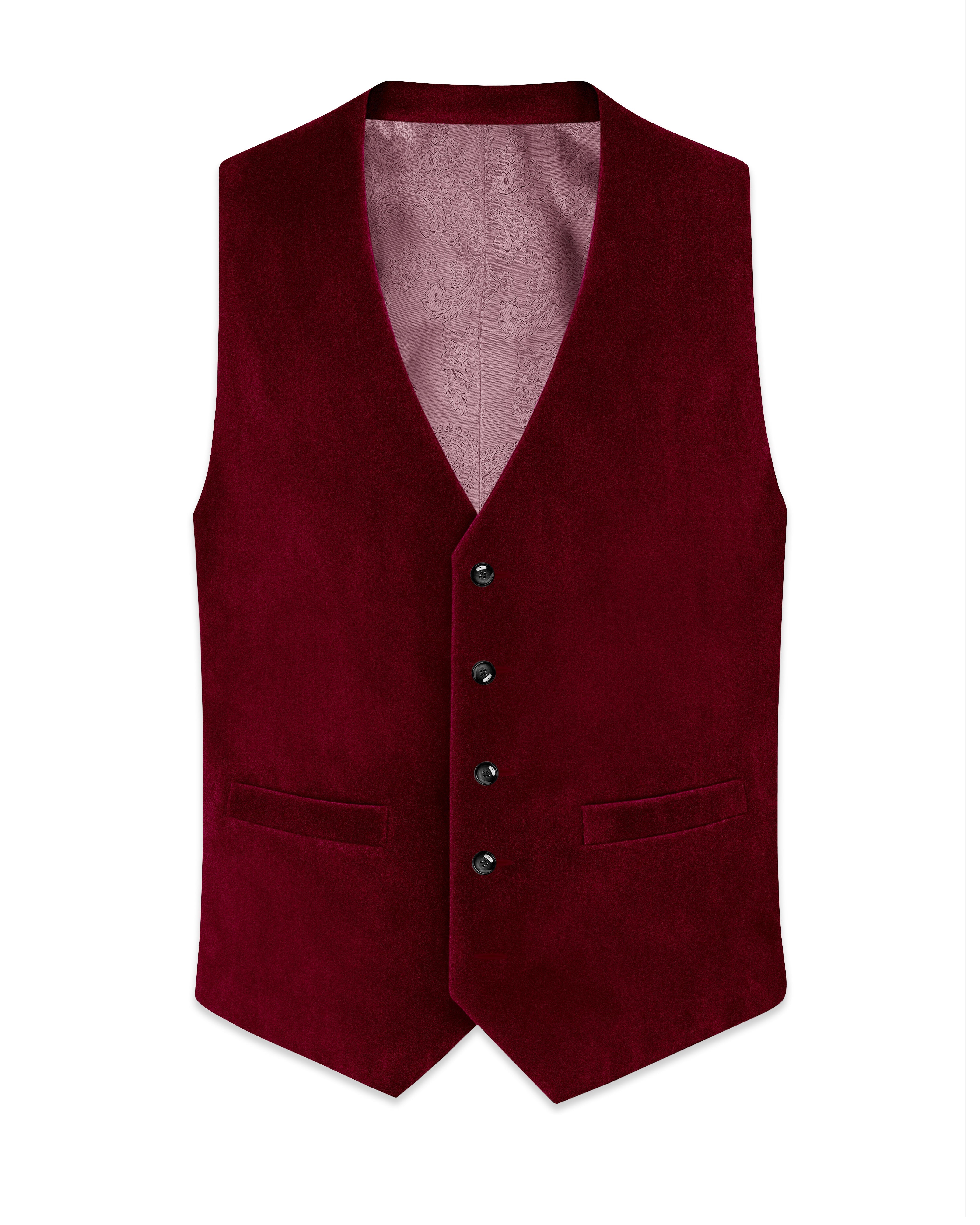 Amour-Scarlet Pink Velvet Waistcoat