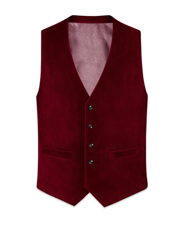 Amour-Scarlet Pink Velvet Waistcoat