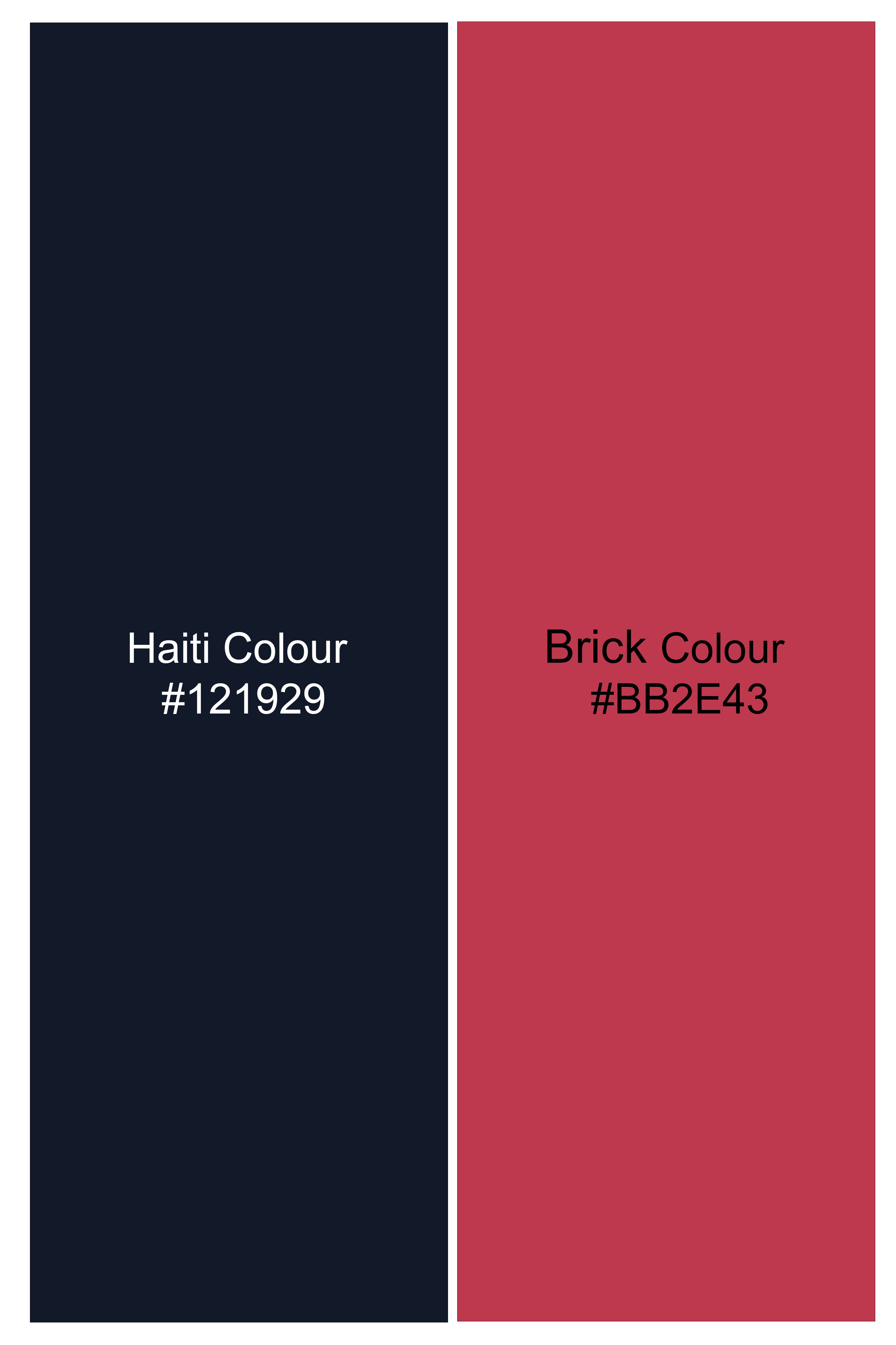 Striata-Haiti Blue And Brick Pink Chalk Striped Wool Rich Slight Stretch Waistcoat