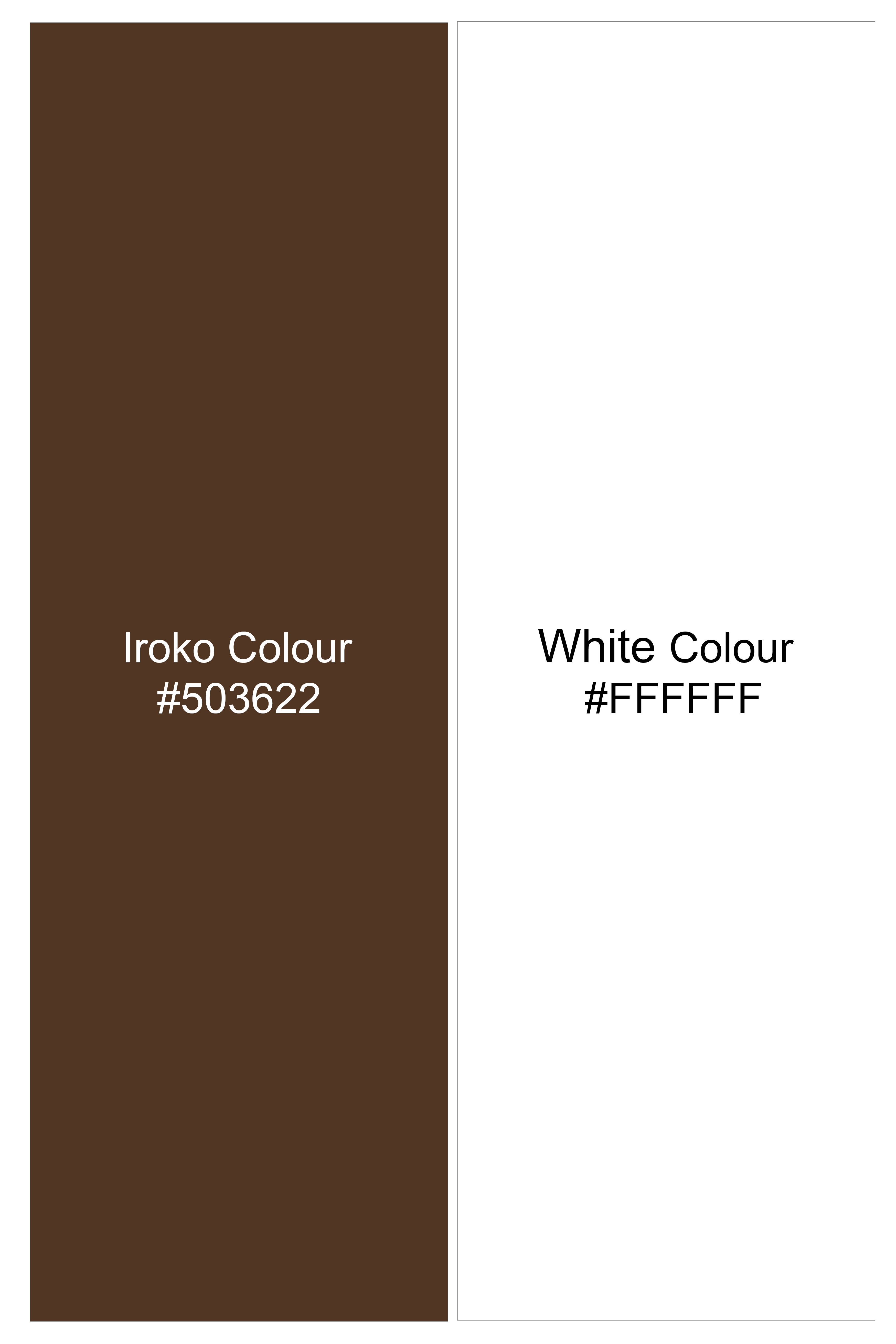Bristol-Iroko Brown And Bright White Chalk Striped Wool Rich Slight Stretch Waistcoat
