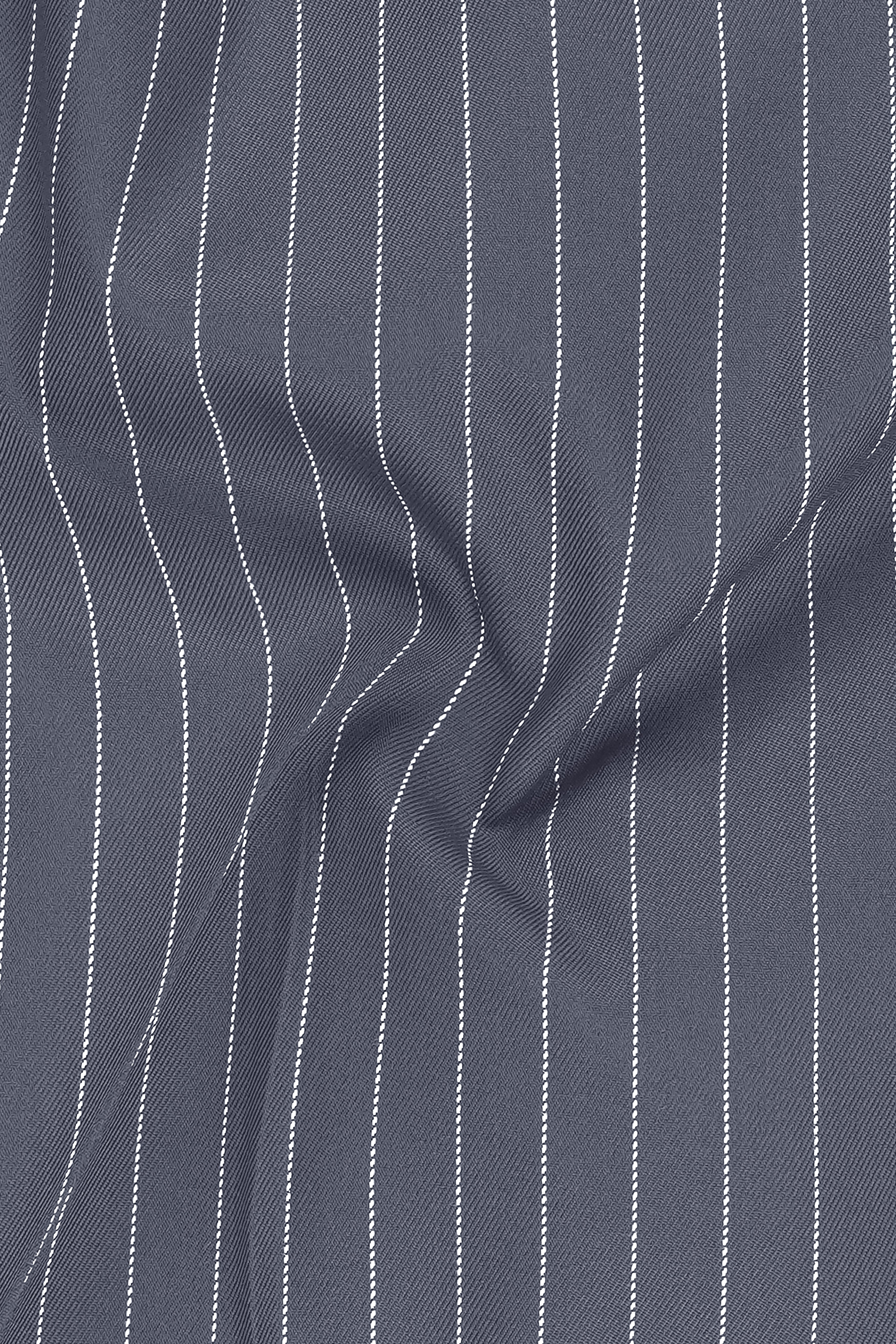 Monarch-Shark Gray And Bright White Chalk Striped Wool Rich Slight Stretch Waistcoat