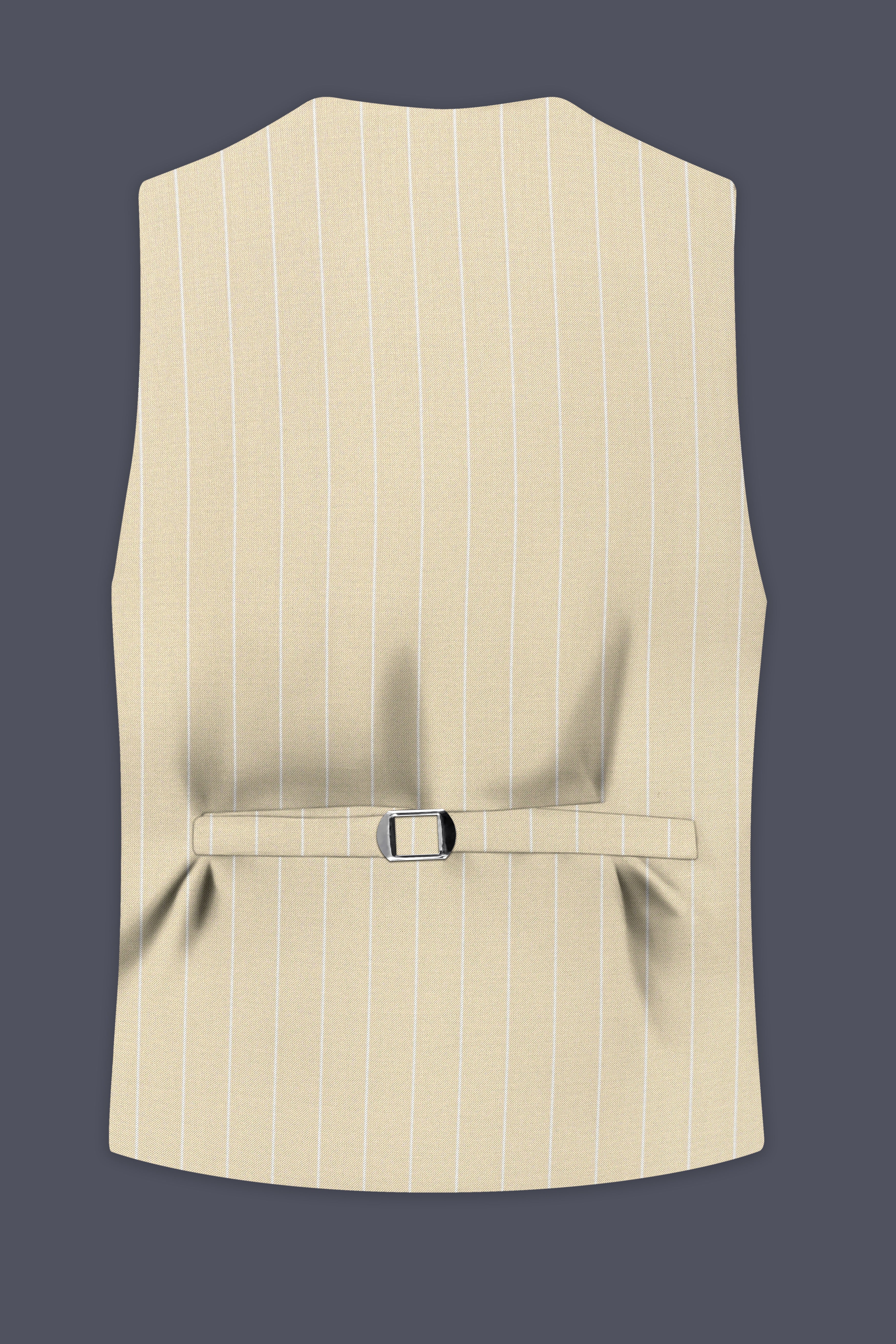 Lumier-Akaroa Cream And Bright White Chalk Striped Wool Rich Slight Stretch Waistcoat